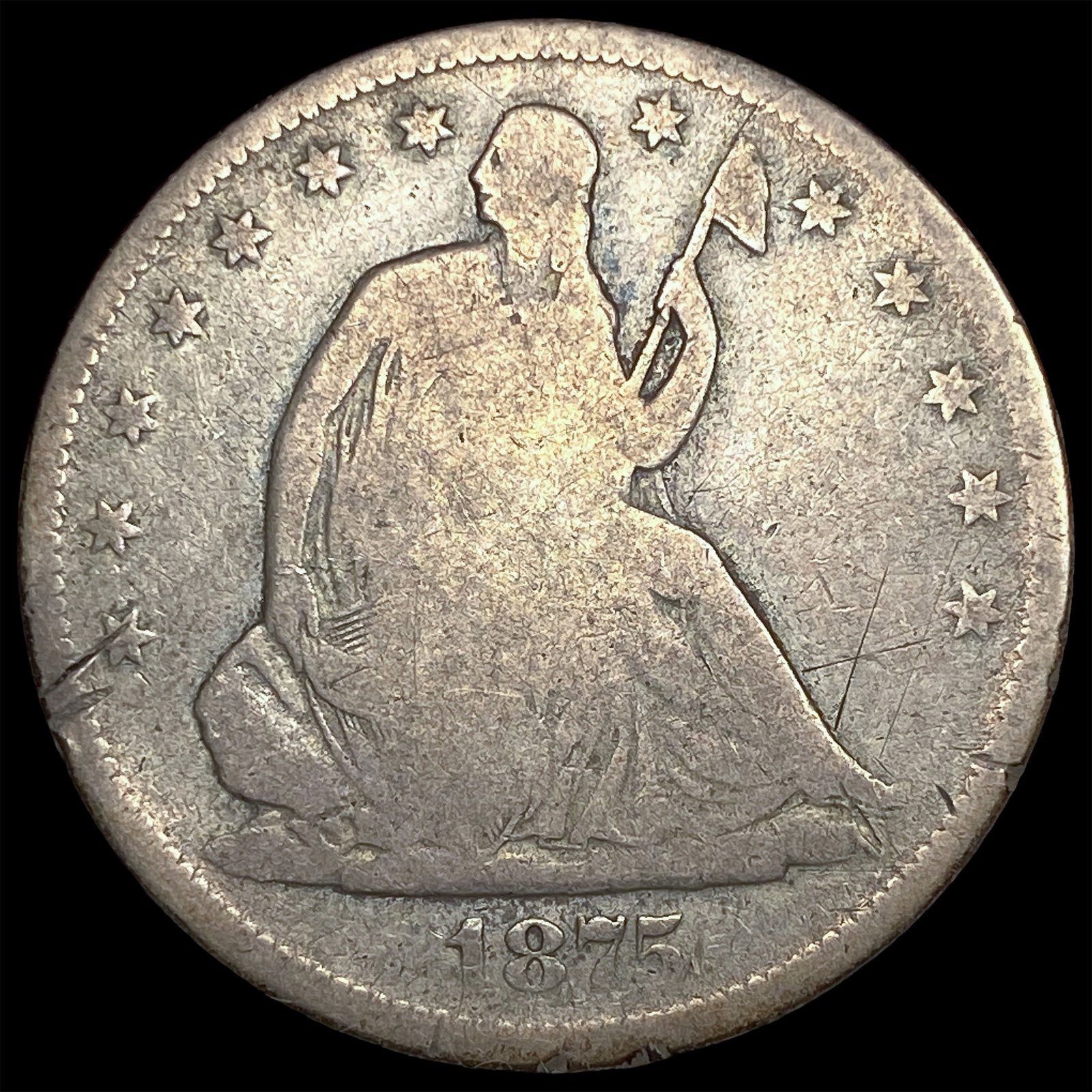 1875-S Silver Half Dollar LIGHTLY CIRCULATED: 1875-S Silver Half Dollar LIGHTLY CIRCULATED