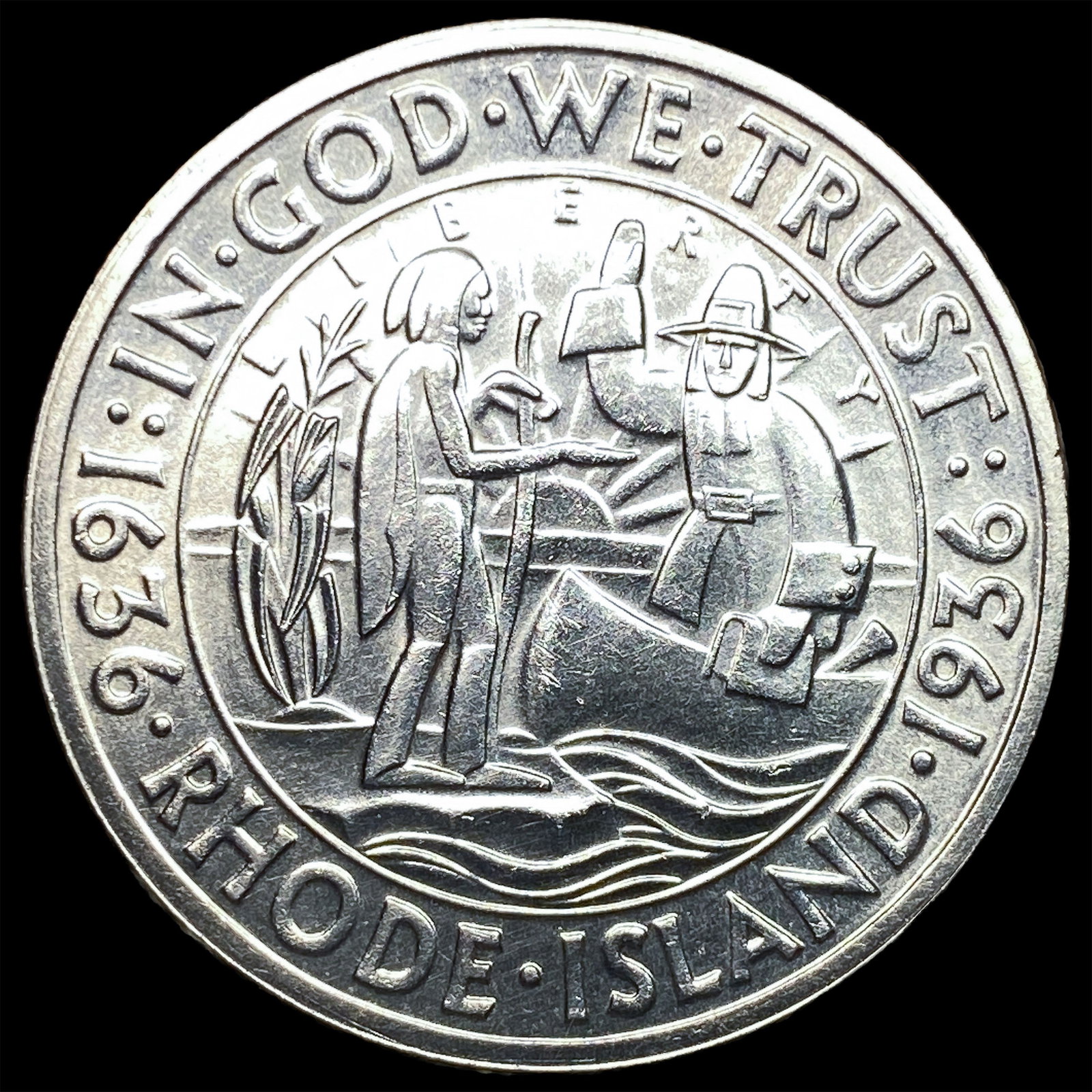 1936 Silver Rhode Island Tercentenary Half Dollar UNCIRCULATED: 1936 Silver Rhode Island Tercentenary Half Dollar UNCIRCULATED