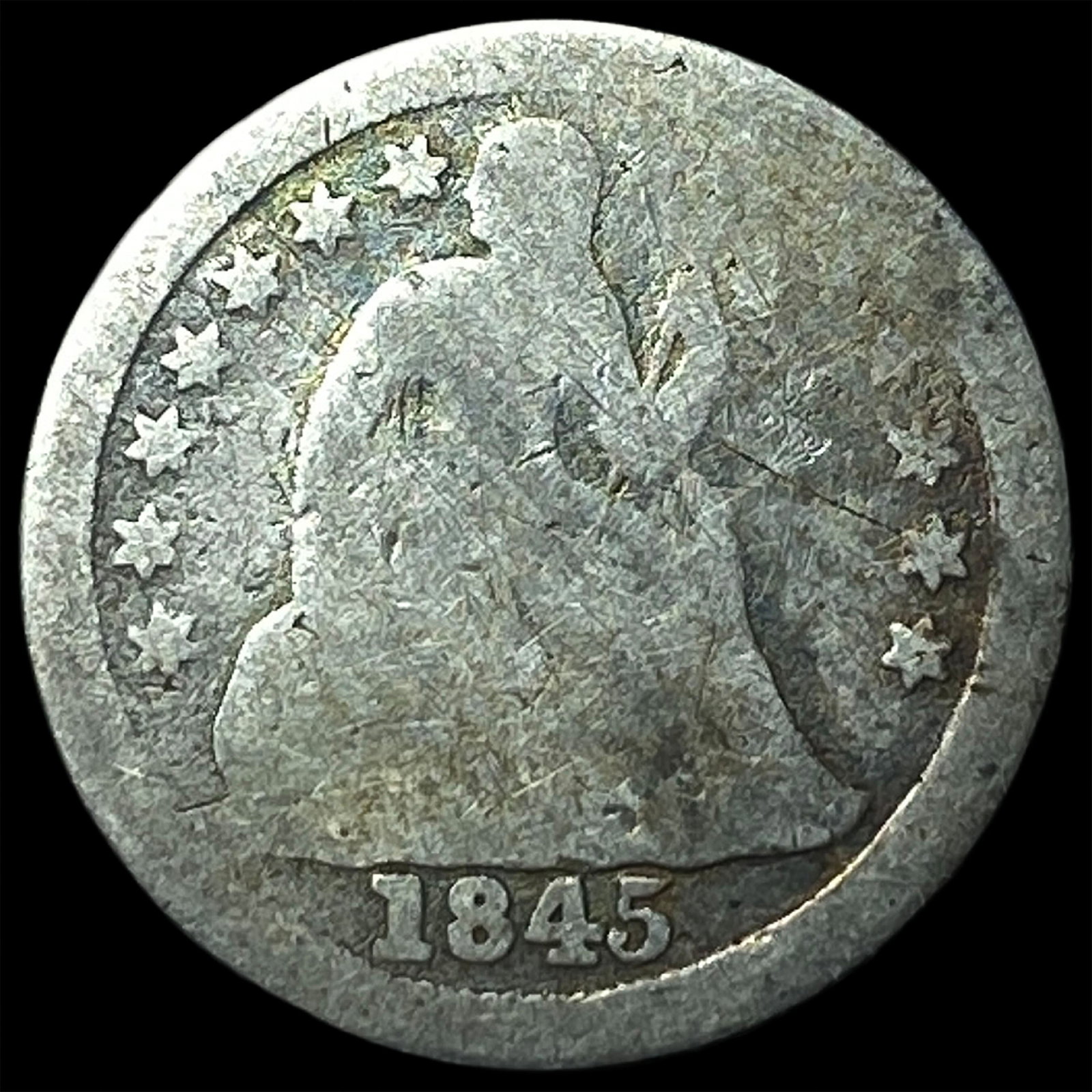 1845-O Silver Seated Liberty Dime NICELY CIRCULATED: 1845-O Silver Seated Liberty Dime NICELY CIRCULATED