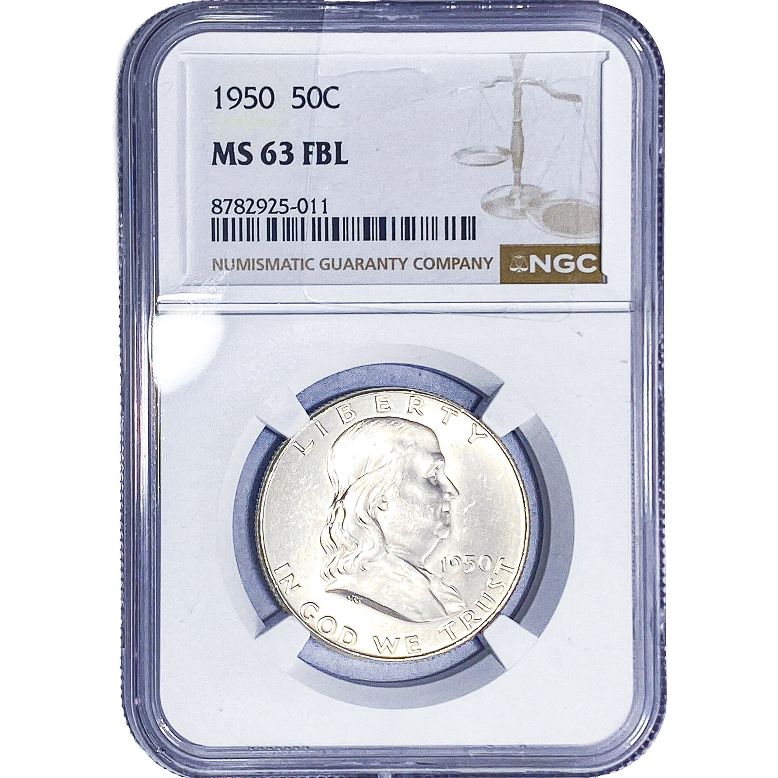 1950 Franklin Half Dollar NGC MS63 FBL: 1950 Franklin Half Dollar NGC MS63 FBL