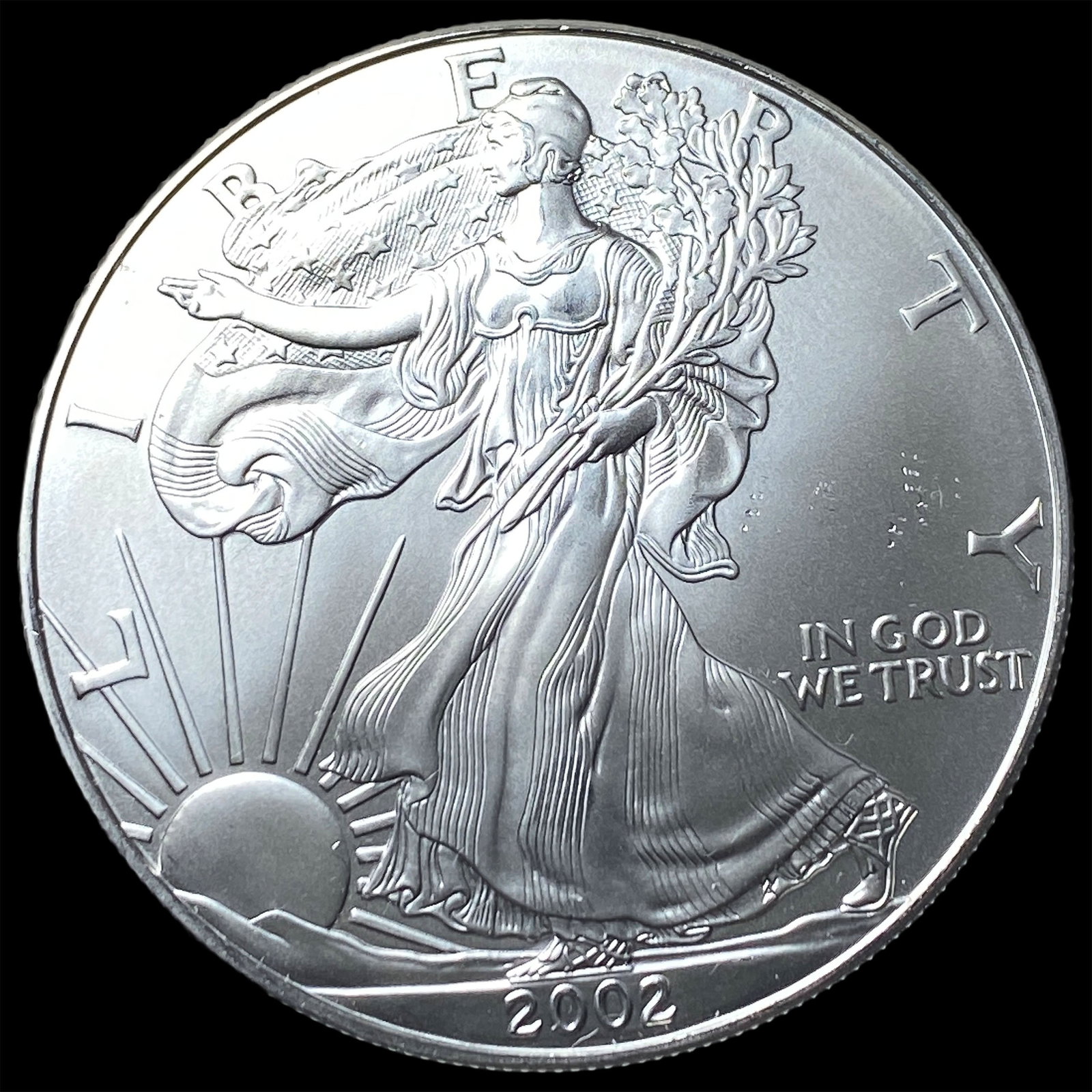 2002 1 oz Silver American Eagle $1 SUPERB GEM BU (1 of 2)