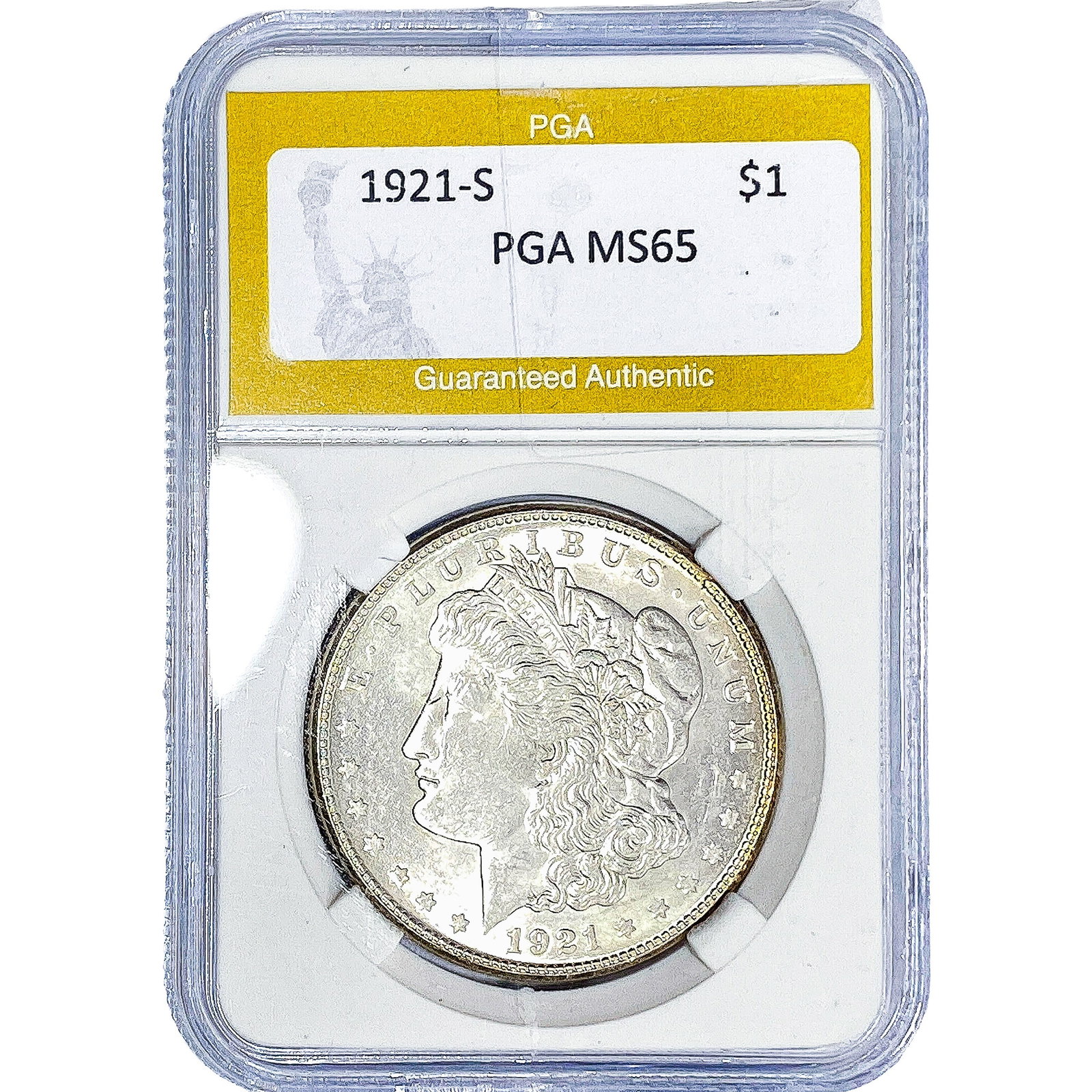 1921-S Morgan Silver Dollar PGA MS65: 1921-S Morgan Silver Dollar PGA MS65