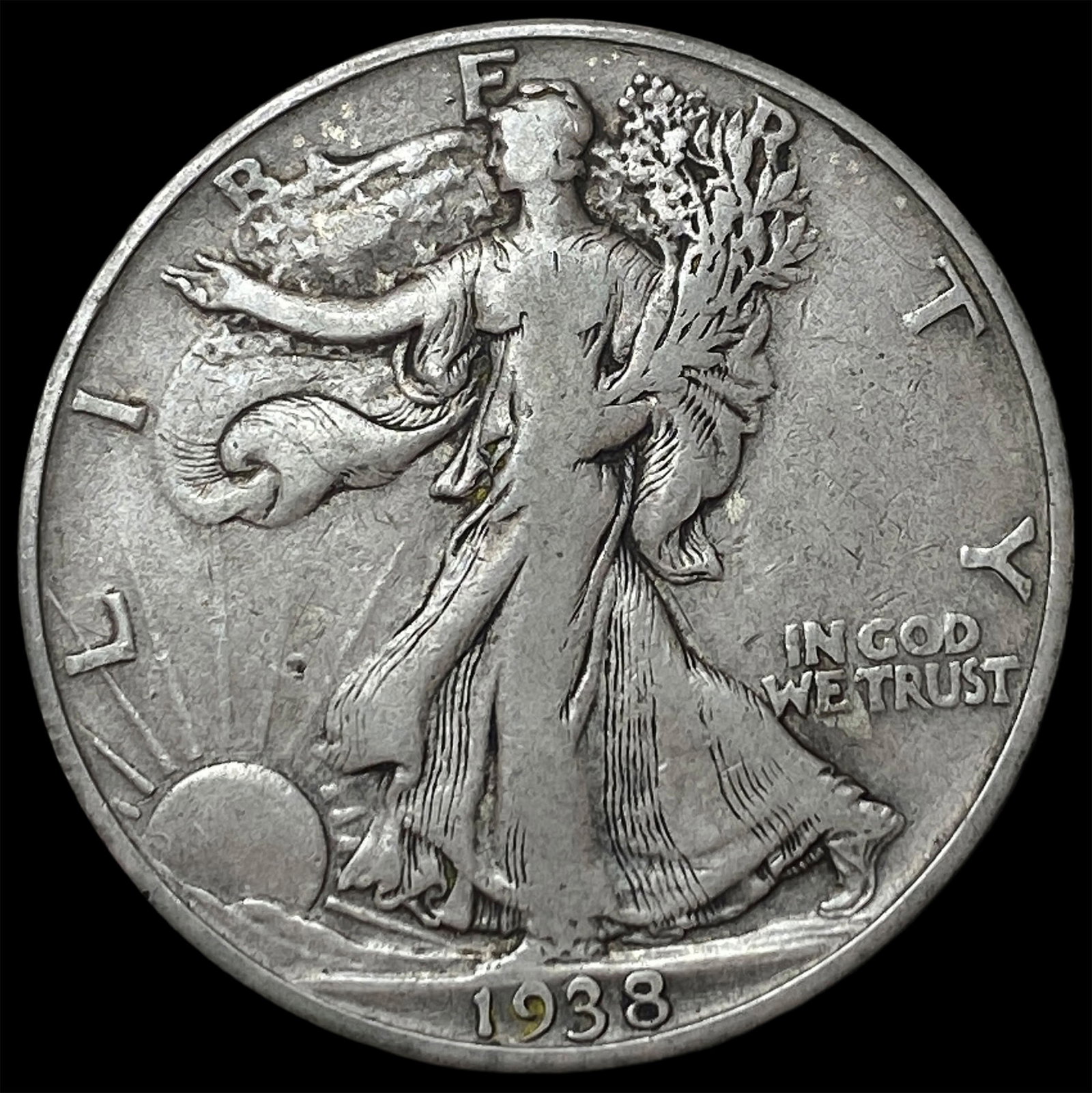 1938-D Silver Walking Liberty Half Dollar NEARLY UNCIRCULATED: 1938-D Silver Walking Liberty Half Dollar NEARLY UNCIRCULATED