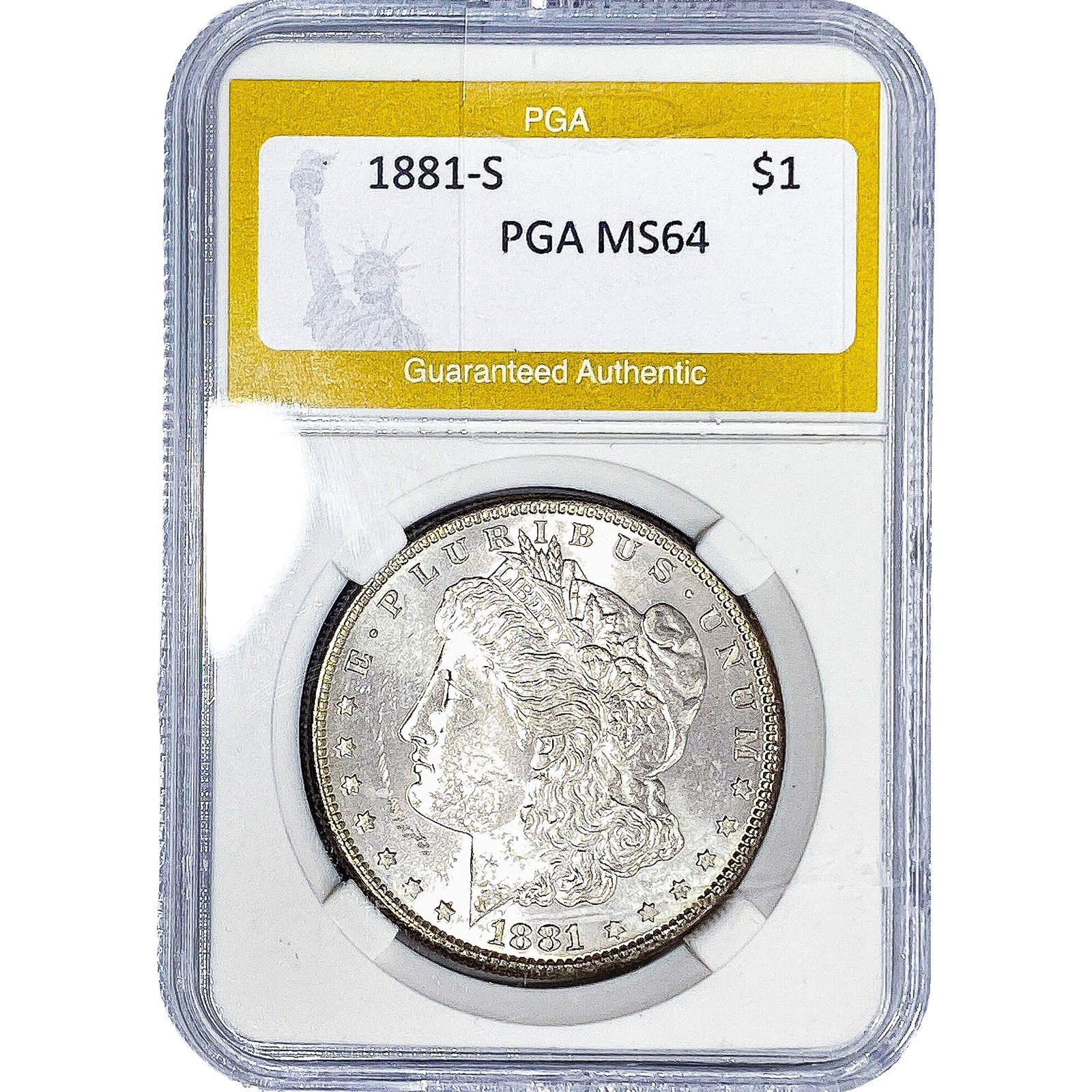 1881-S Morgan Silver Dollar PGA MS64: 1881-S Morgan Silver Dollar PGA MS64