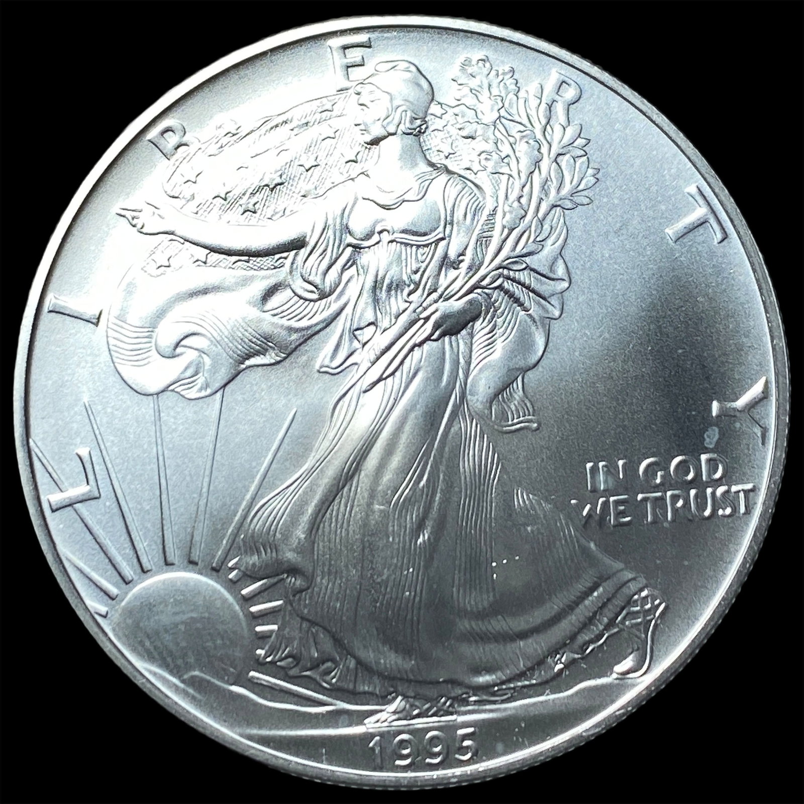 1995 1 oz Silver American Eagle $1 SUPERB GEM BU: 1995 1 oz Silver American Eagle $1 SUPERB GEM BU