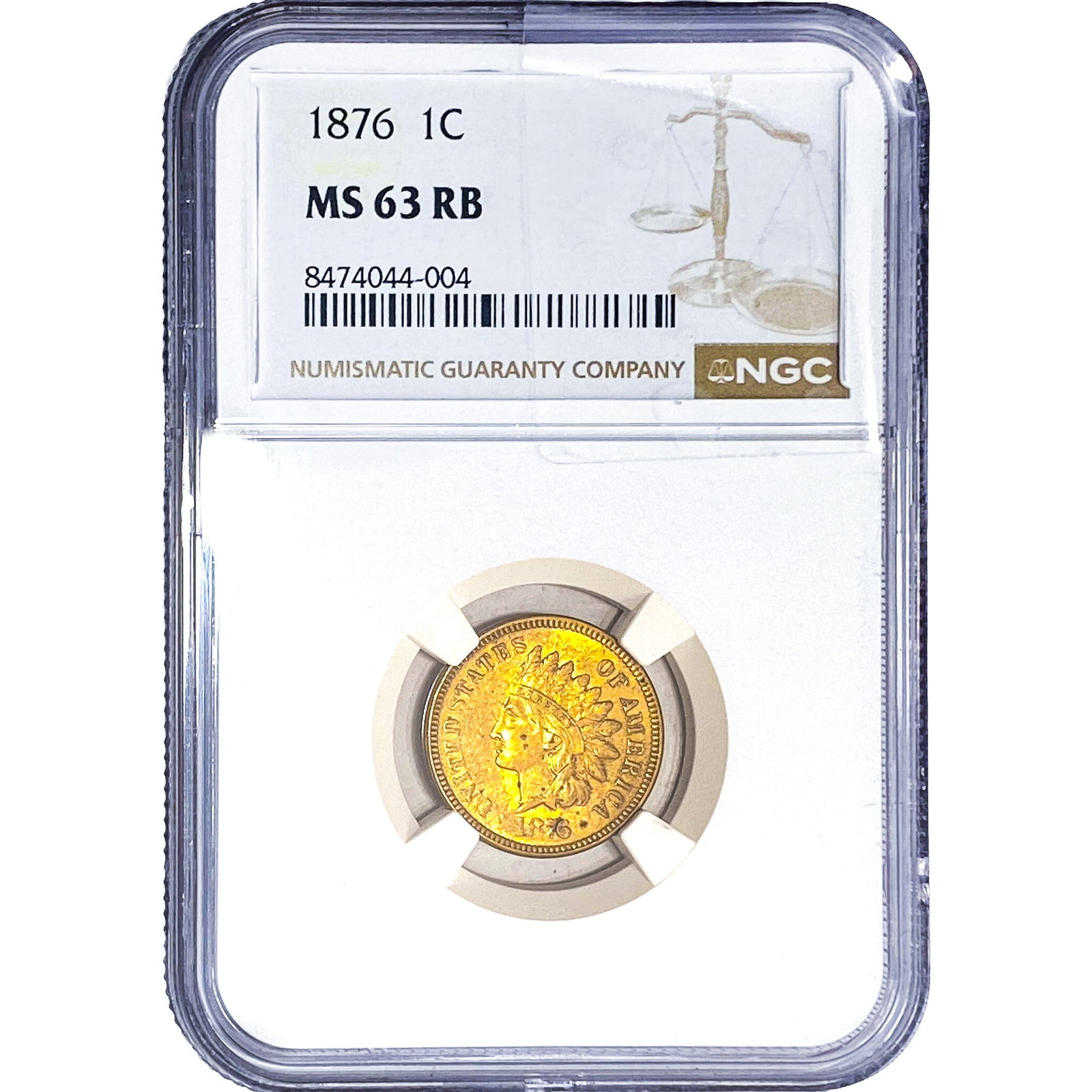 1876 Indian Head Cent NGC MS63 RB (1 of 2)