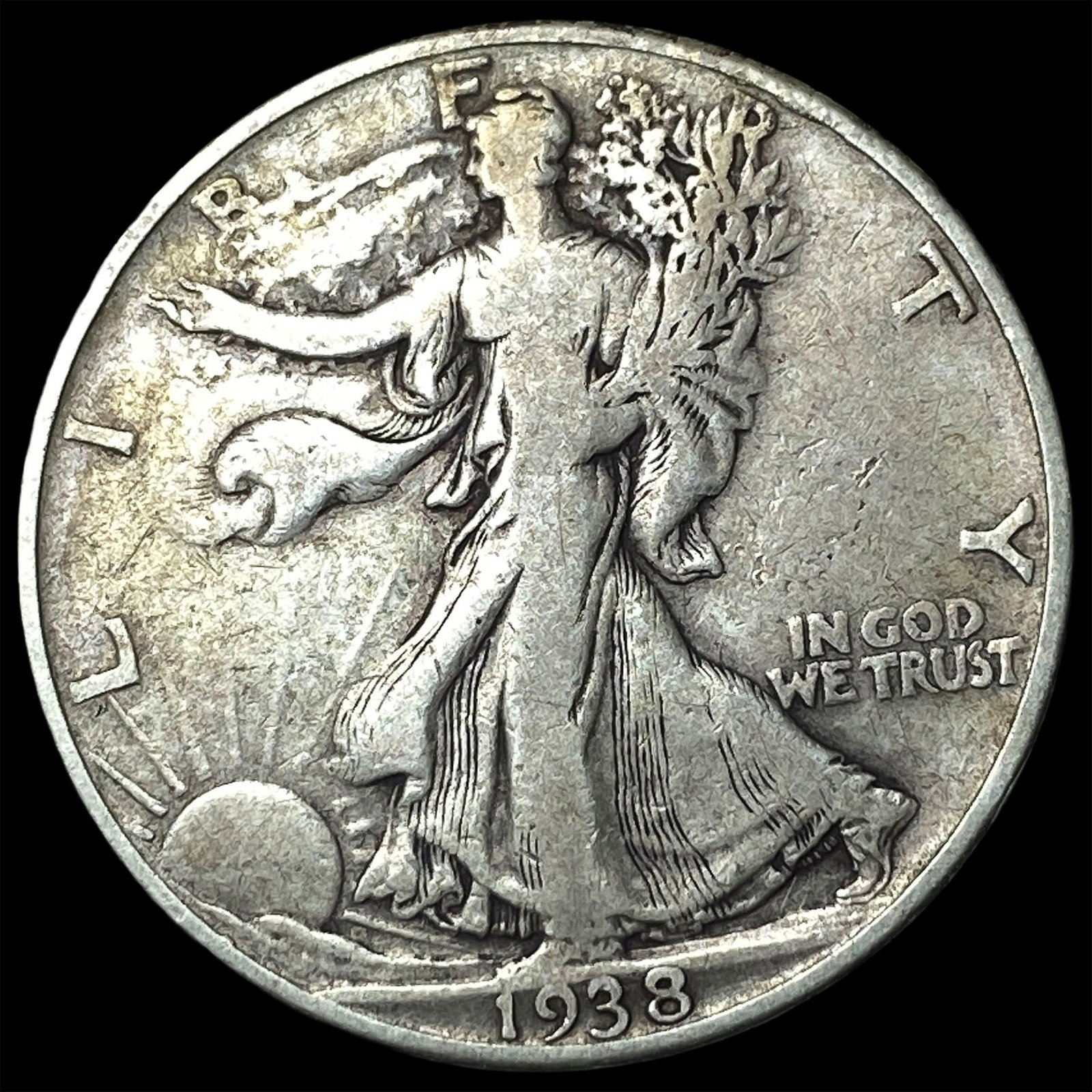 1938-D Silver Walking Liberty Half Dollar ABOUT UNCIRCULATED: 1938-D Silver Walking Liberty Half Dollar ABOUT UNCIRCULATED