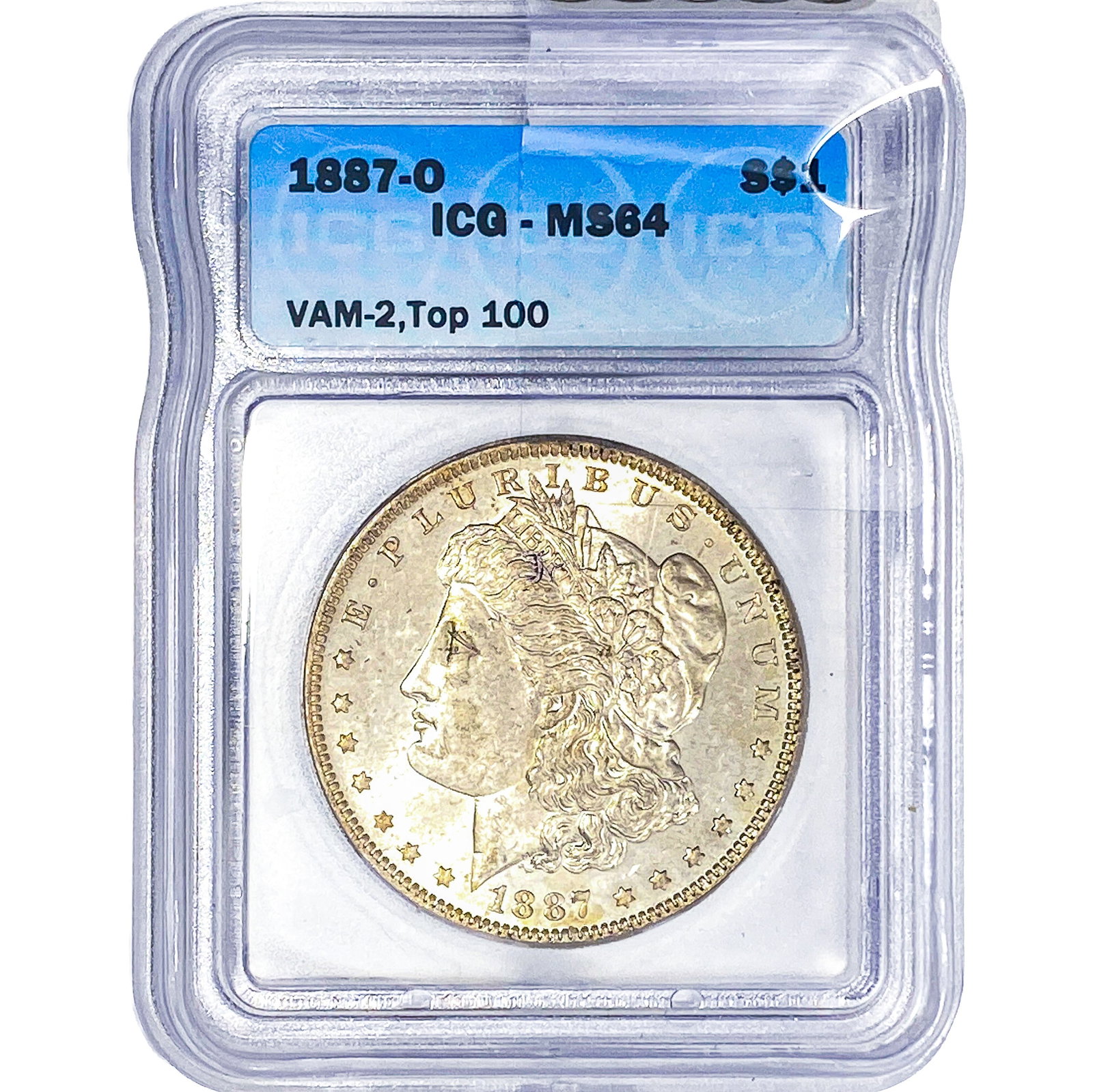 1887-O Morgan Silver Dollar ICG MS64: 1887-O Morgan Silver Dollar ICG MS64