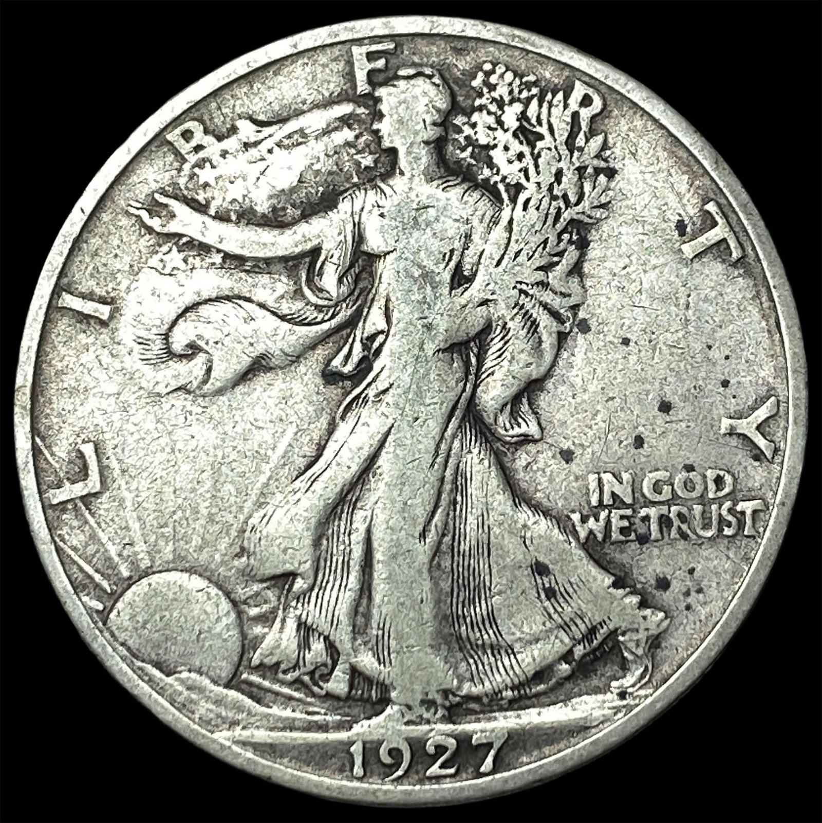 1927-S Silver Half Dollar Walking Liberty ABOUT UNCIRCULATED: 1927-S Silver Half Dollar Walking Liberty ABOUT UNCIRCULATED