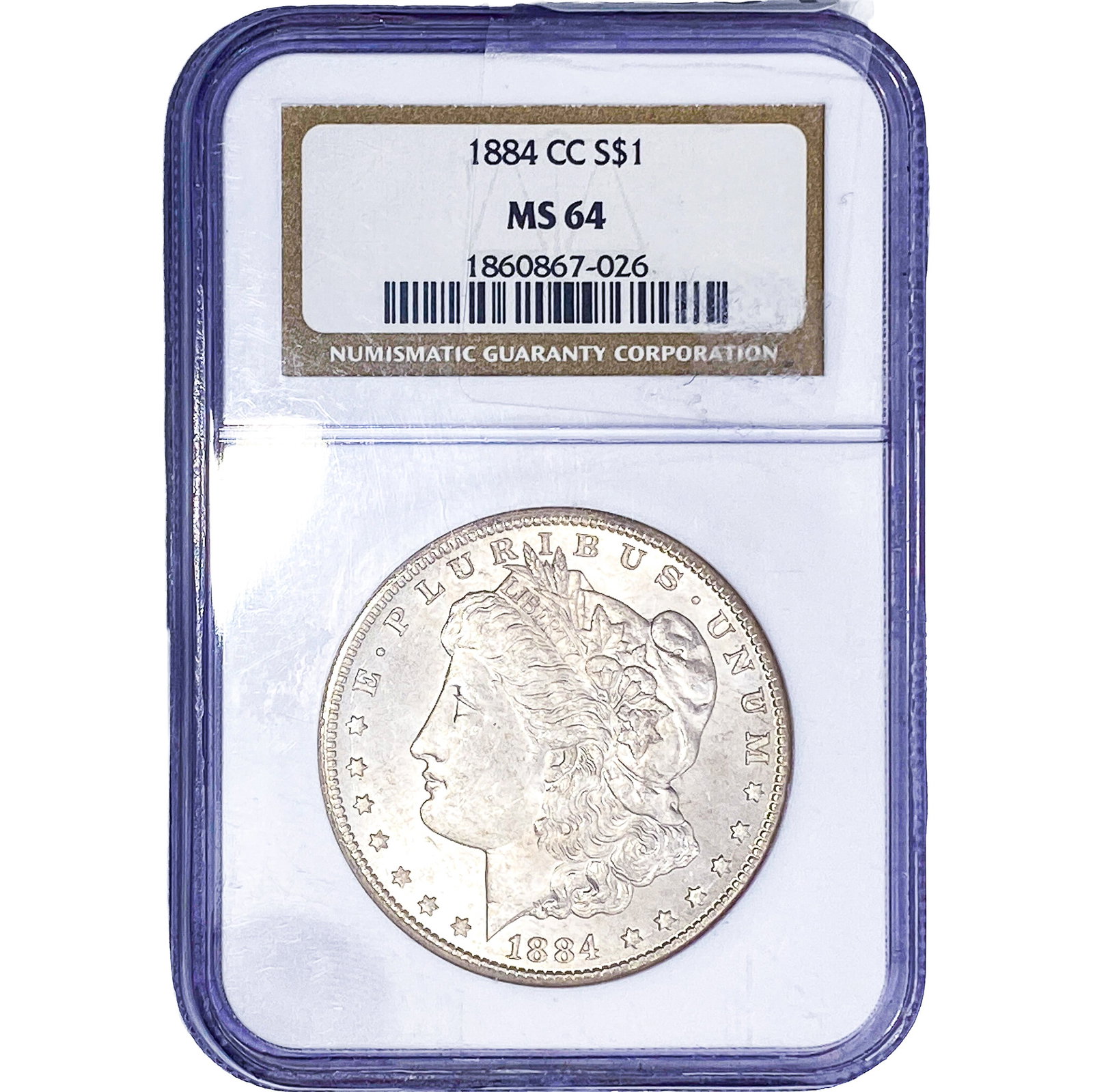 1884-CC Morgan Silver Dollar NGC MS64: 1884-CC Morgan Silver Dollar NGC MS64