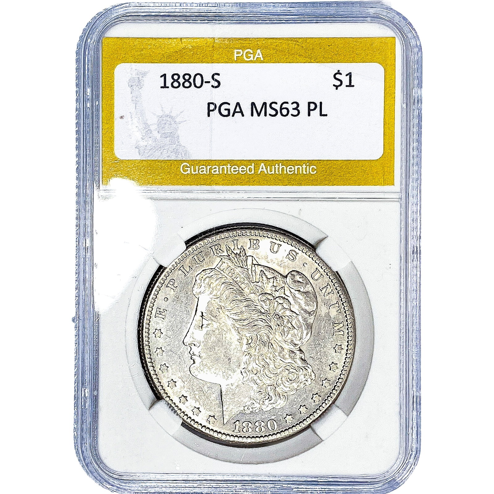 1880-S Morgan Silver Dollar PGA MS63 PL: 1880-S Morgan Silver Dollar PGA MS63 PL