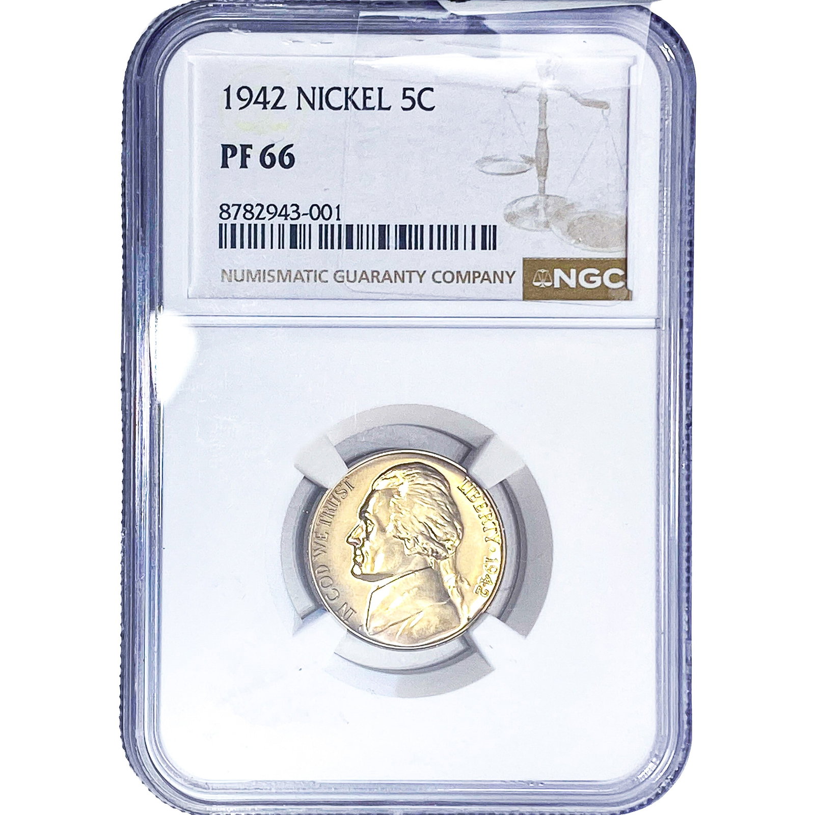 1942 Jefferson Nickel NGC PF66: 1942 Jefferson Nickel NGC PF66