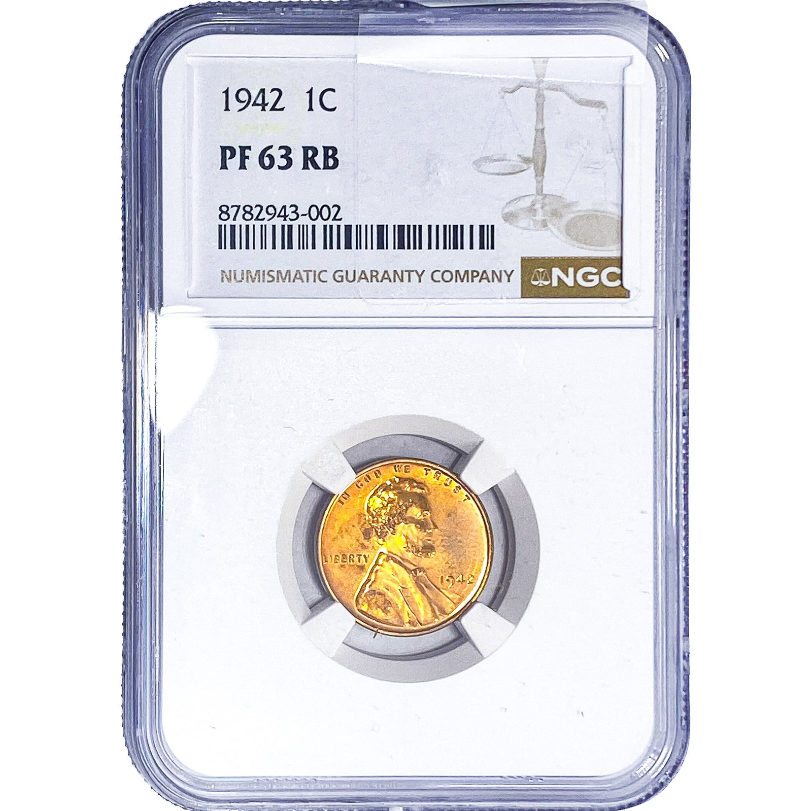 1942 Wheat Cent NGC PF63 RB: 1942 Wheat Cent NGC PF63 RB