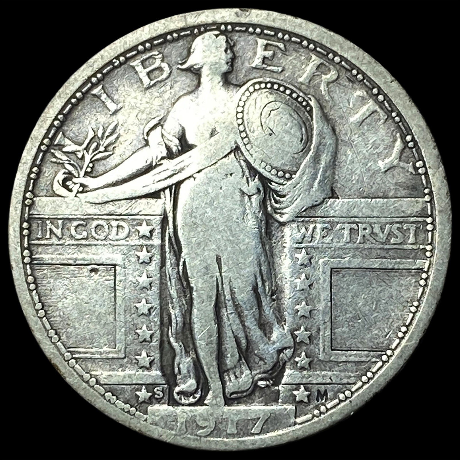 1917-S Type 1 Standing Liberty Quarter ABOUT UNCIRCULATED: 1917-S Type 1 Standing Liberty Quarter ABOUT UNCIRCULATED