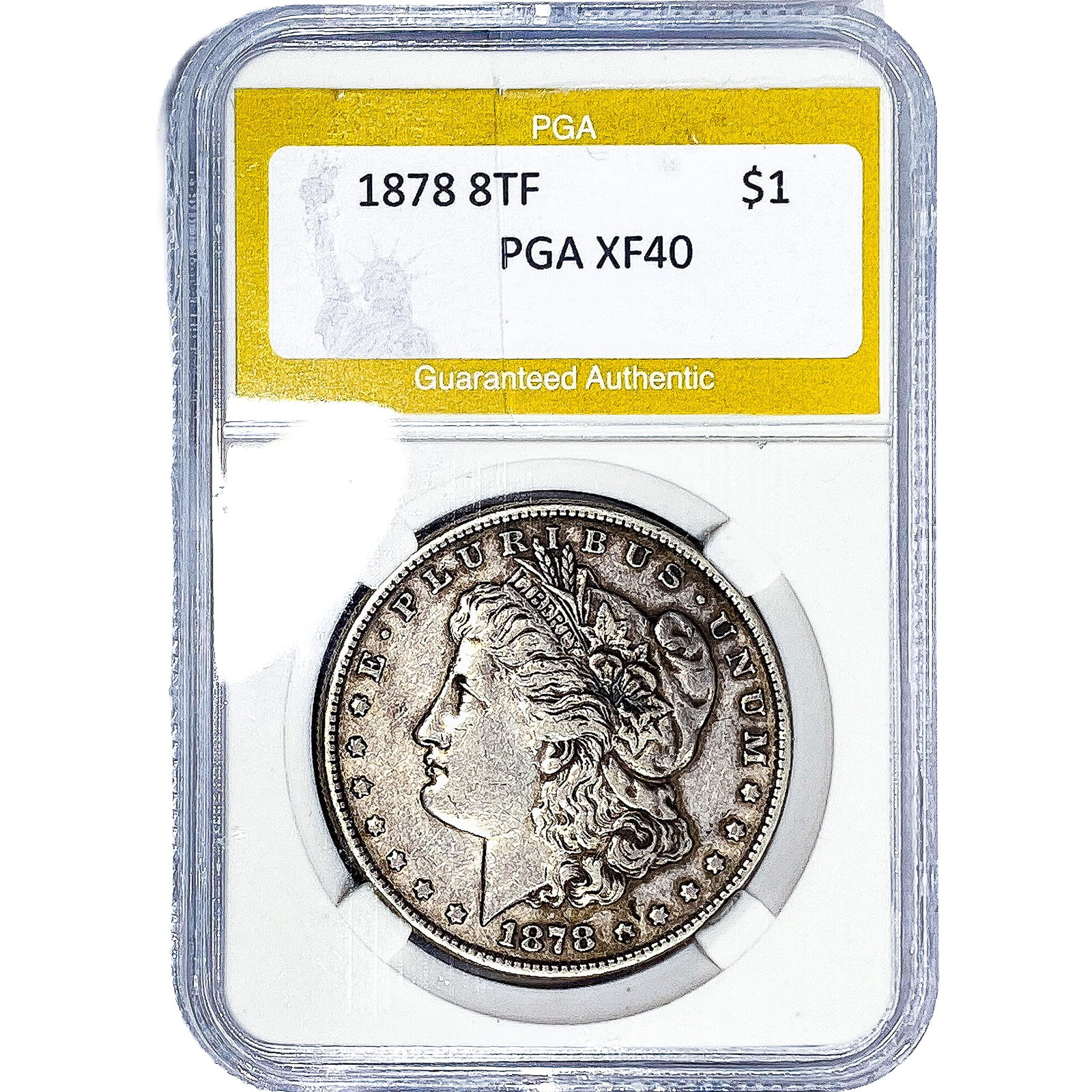 1878 8TF Morgan Silver Dollar PGA XF40: 1878 8TF Morgan Silver Dollar PGA XF40