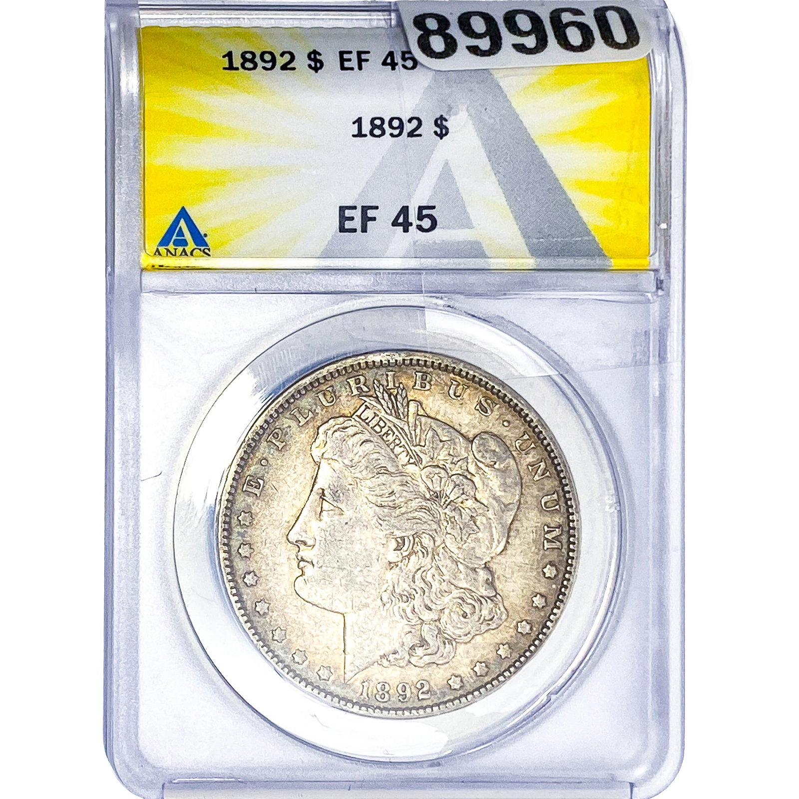1892 Morgan Silver Dollar ANACS EF45: 1892 Morgan Silver Dollar ANACS EF45