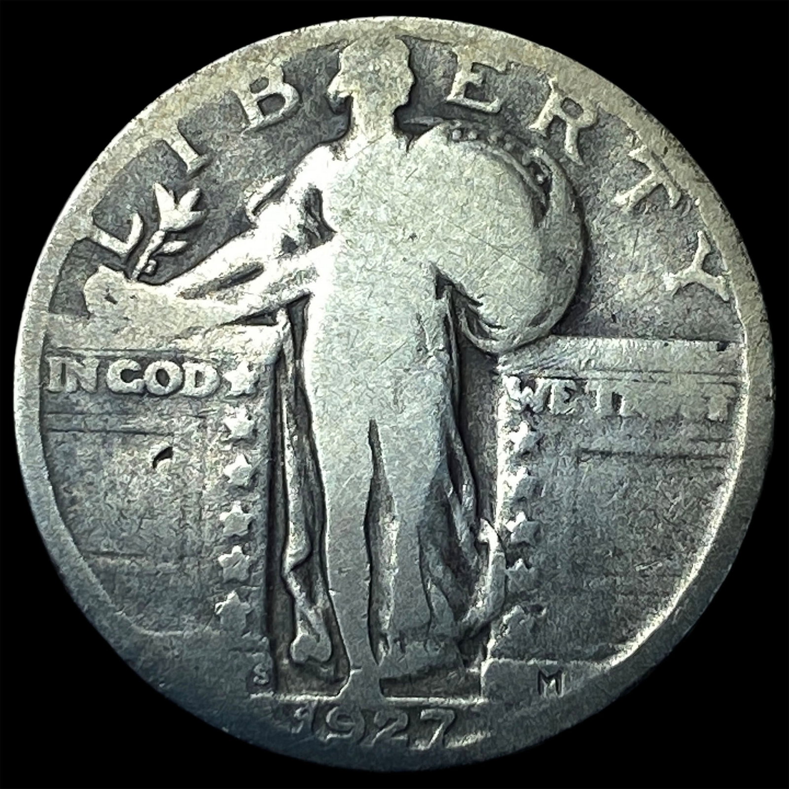 1927-S Silver Standing Liberty Quarter NICELY CIRCULATED: 1927-S Silver Standing Liberty Quarter NICELY CIRCULATED