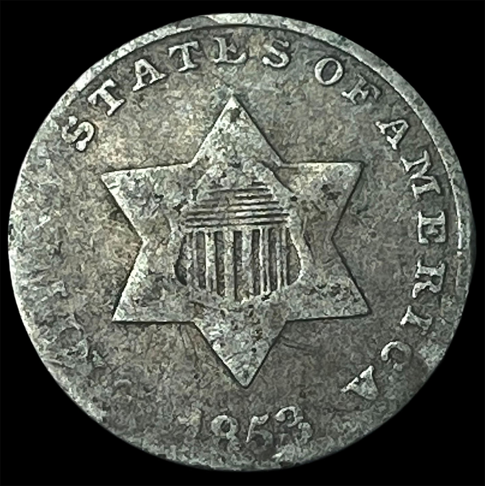 1852 Silver Three-Cent Piece NICELY CIRCULATED: 1852 Silver Three-Cent Piece NICELY CIRCULATED