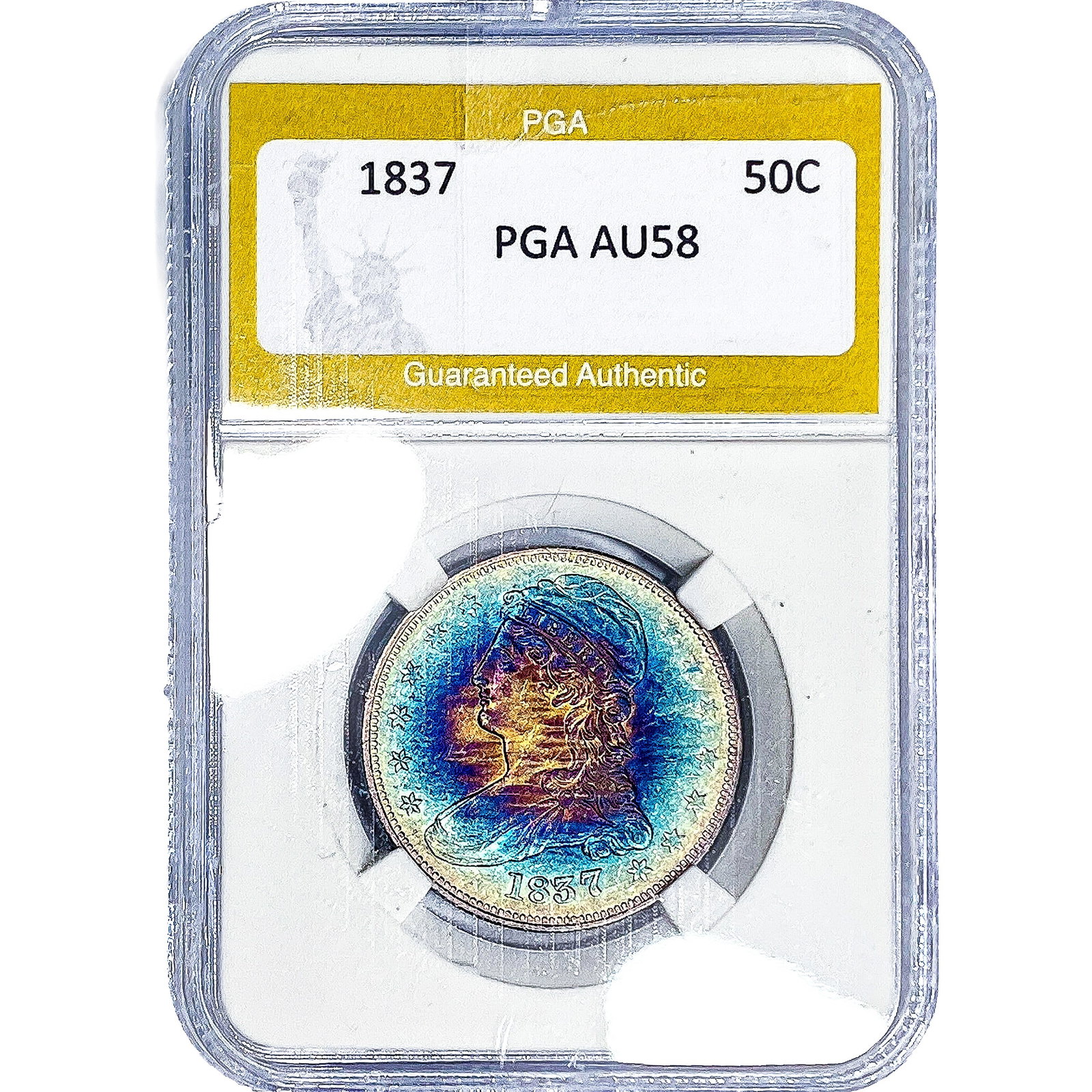 1837 Capped Bust Half Dollar PGA AU58: 1837 Capped Bust Half Dollar PGA AU58