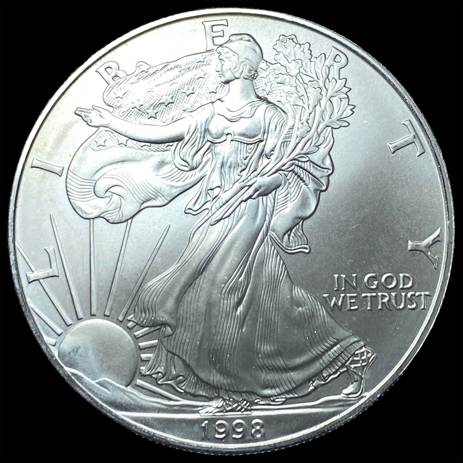 1998 1 oz Silver American Eagle $1 SUPERB GEM BU: 1998 1 oz Silver American Eagle $1 SUPERB GEM BU