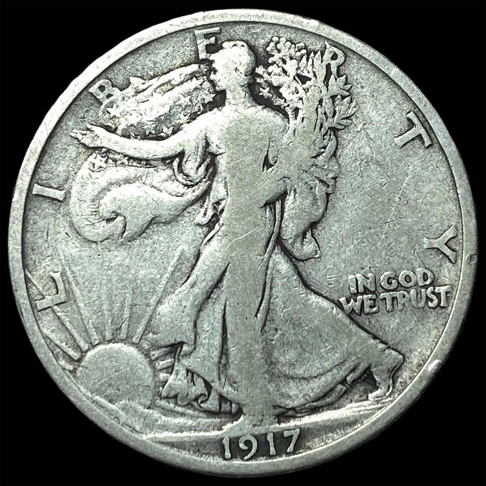 1917-S Silver Walking Liberty Half Dollar LIGHTLY CIRCULATED: 1917-S Silver Walking Liberty Half Dollar LIGHTLY CIRCULATED