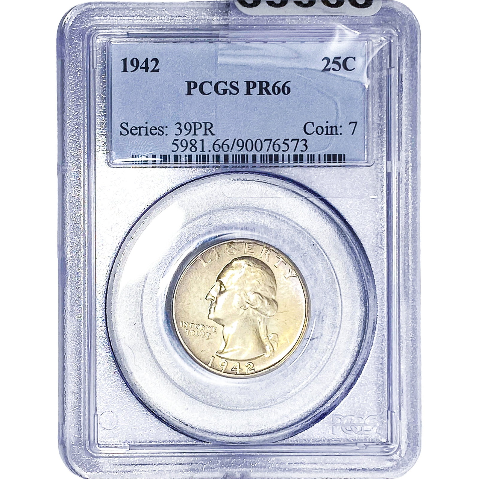 1942 Washington Silver Quarter PCGS PR66: 1942 Washington Silver Quarter PCGS PR66