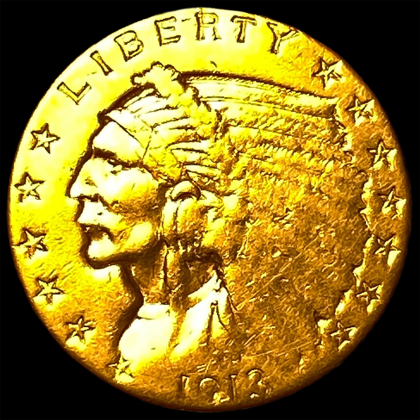 1913 Indian Head Gold $2.50 Quarter Eagle HIGH GRADE: 1913 Indian Head Gold $2.50 Quarter Eagle HIGH GRADE
