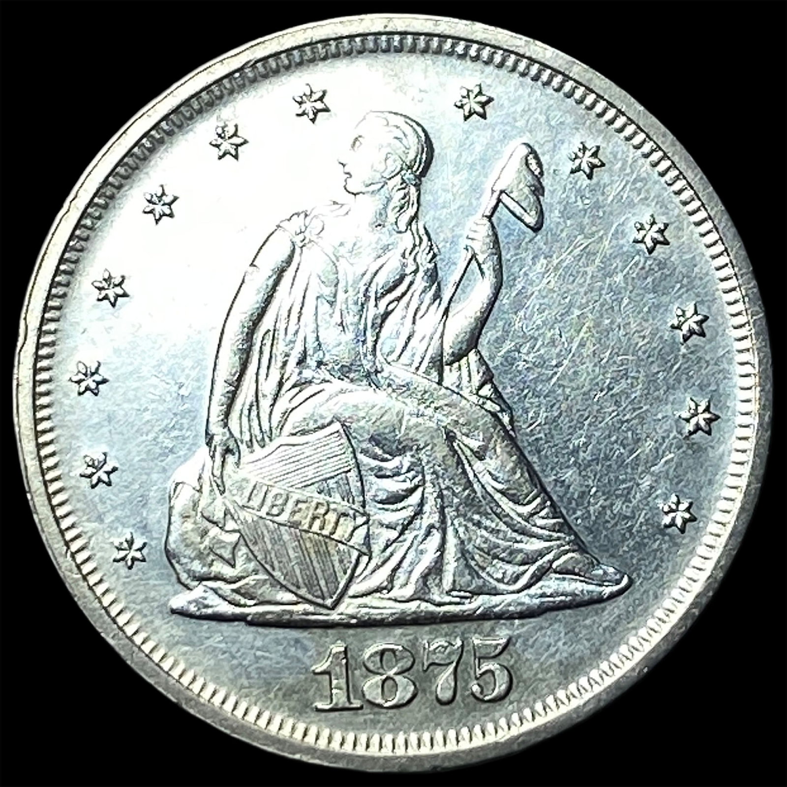 1875-S Silver Twenty Cents CLOSELY UNCIRCULATED: 1875-S Silver Twenty Cents CLOSELY UNCIRCULATED