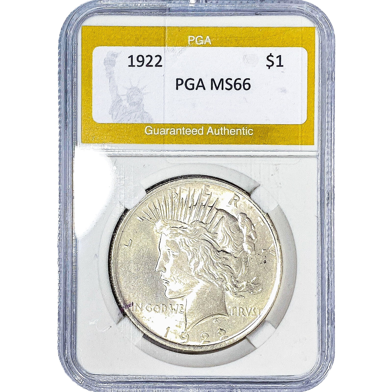 1922 Silver Peace Dollar PGA MS66: 1922 Silver Peace Dollar PGA MS66