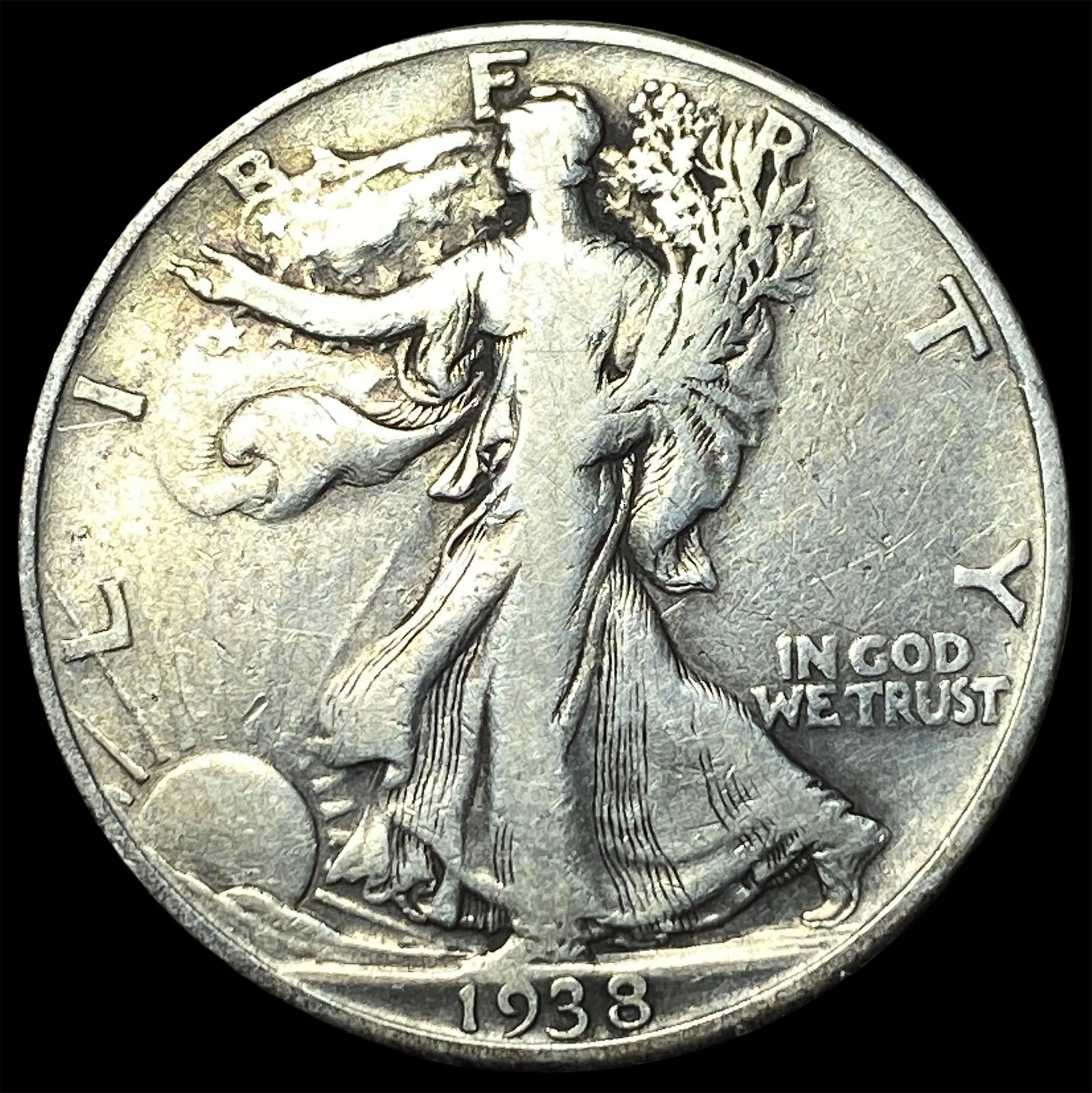 1938-D Silver Walking Liberty Half Dollar LIGHTLY CIRCULATED: 1938-D Silver Walking Liberty Half Dollar LIGHTLY CIRCULATED