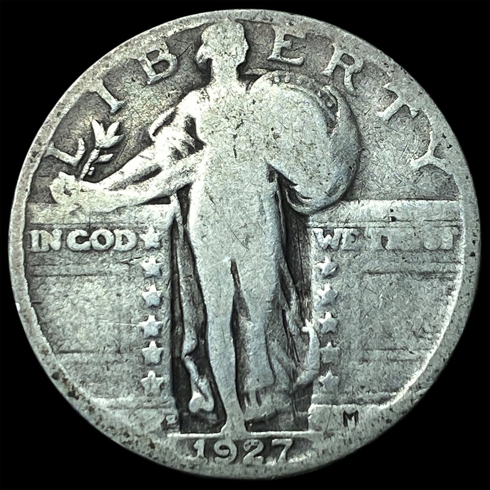 1927-S Silver Standing Liberty Quarter NICELY CIRCULATED: 1927-S Silver Standing Liberty Quarter NICELY CIRCULATED