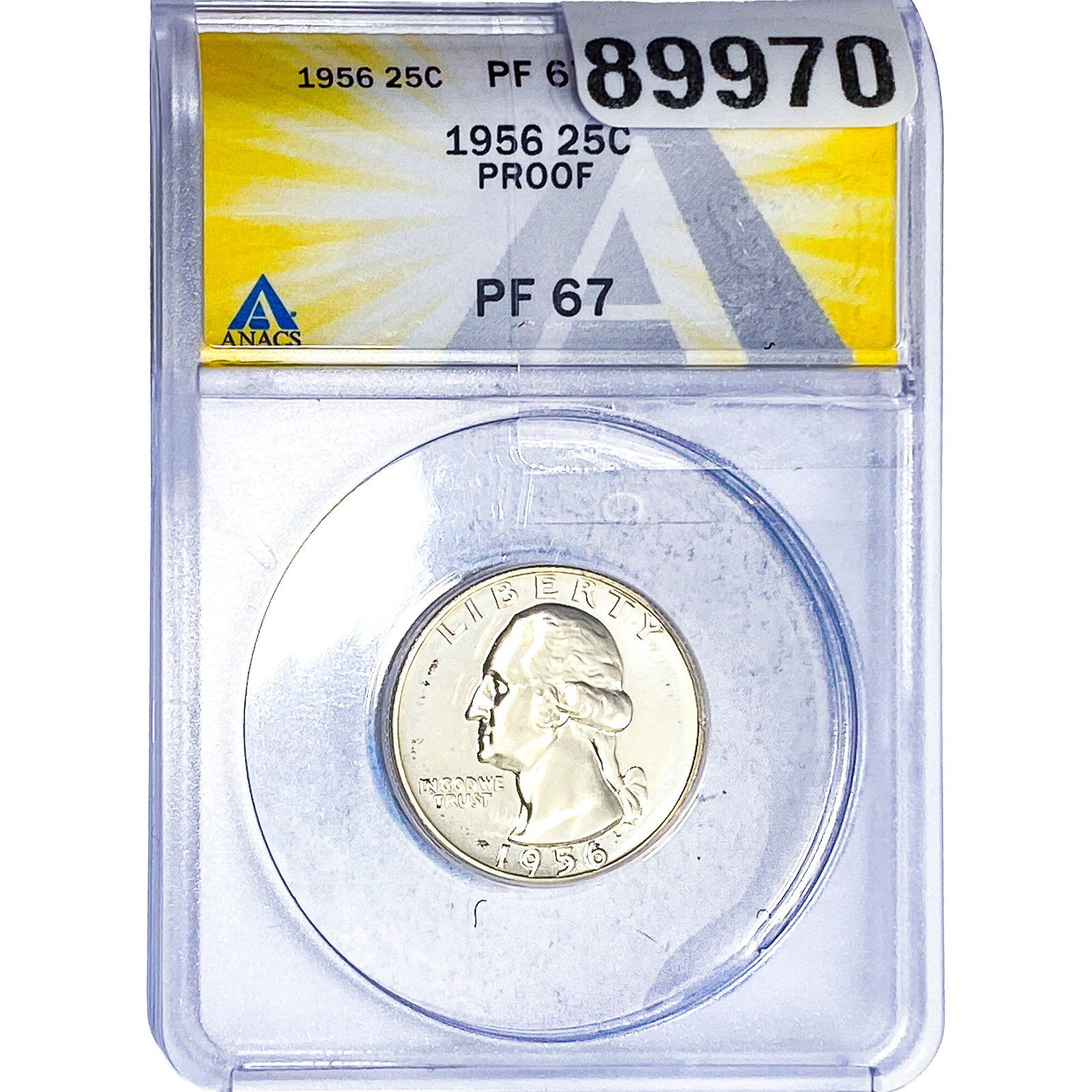 1956 Washington Silver Quarter ANACS PF67 PROOF: 1956 Washington Silver Quarter ANACS PF67 PROOF