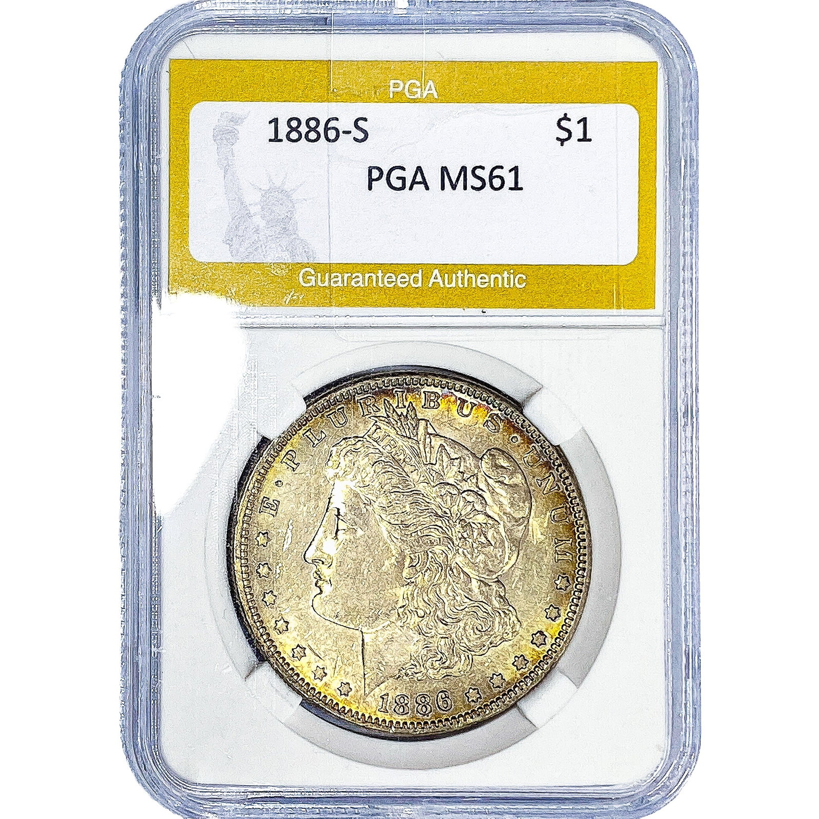 1886-S Morgan Silver Dollar PGA MS61: 1886-S Morgan Silver Dollar PGA MS61