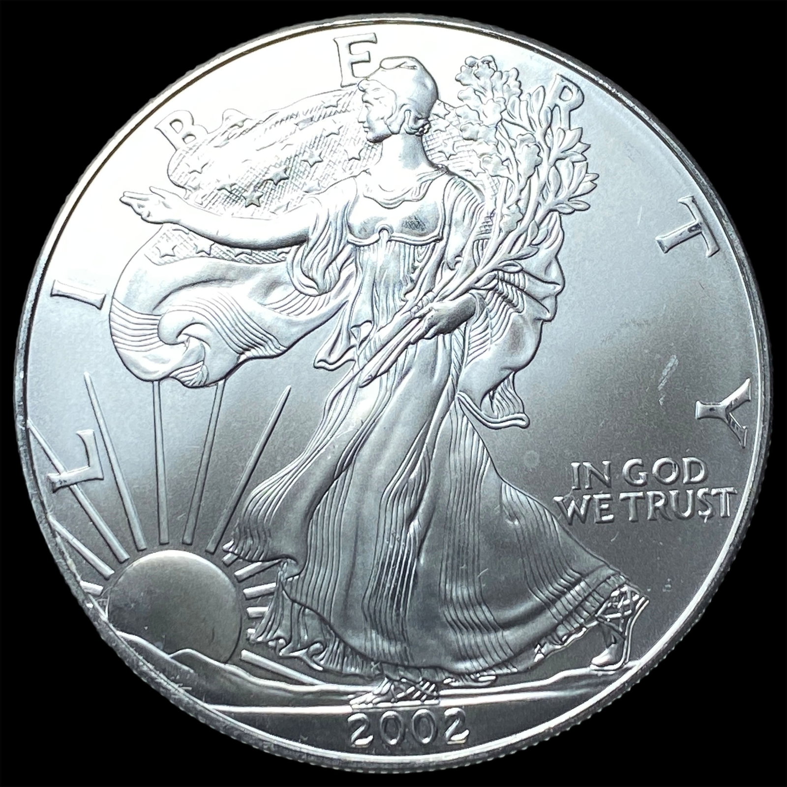 2002 1 oz Silver American Eagle $1 SUPERB GEM BU (1 of 2)