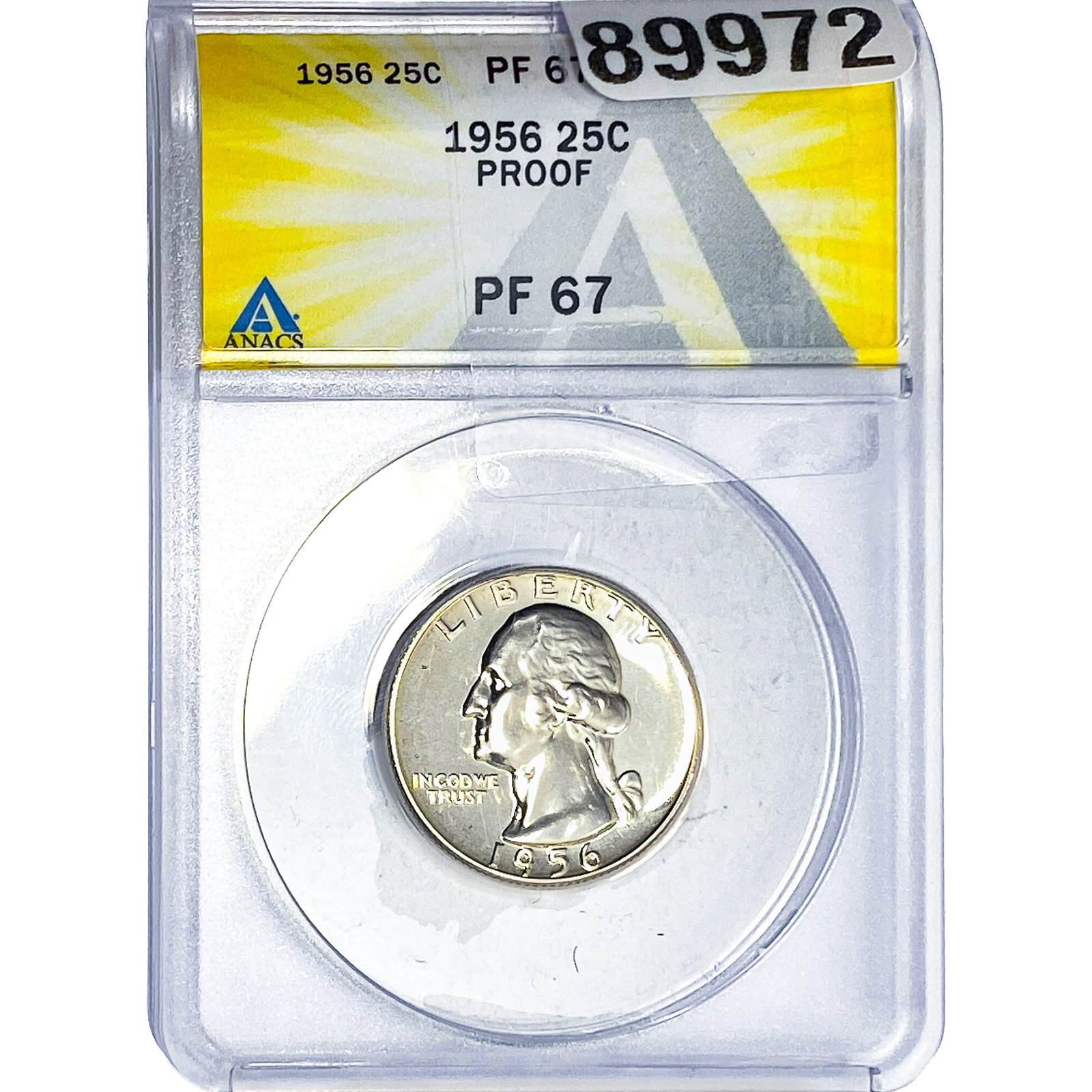 1956 Washington Silver Quarter ANACS PF67 PROOF: 1956 Washington Silver Quarter ANACS PF67 PROOF