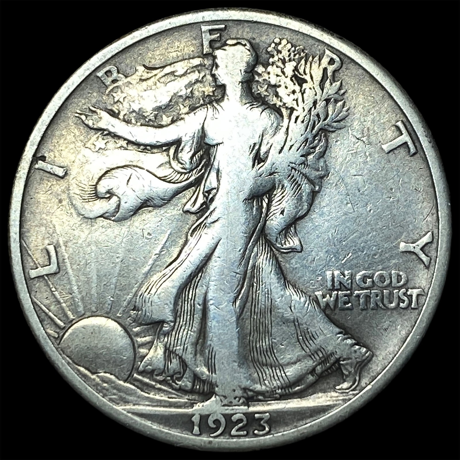 1923-S Silver Walking Liberty Half Dollar ABOUT UNCIRCULATED: 1923-S Silver Walking Liberty Half Dollar ABOUT UNCIRCULATED
