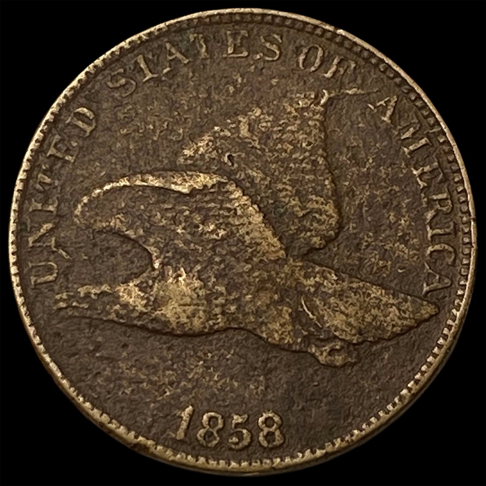 1858 Copper-Nickel Flying Eagle Cent NEARLY UNCIRCULATED: 1858 Copper-Nickel Flying Eagle Cent NEARLY UNCIRCULATED