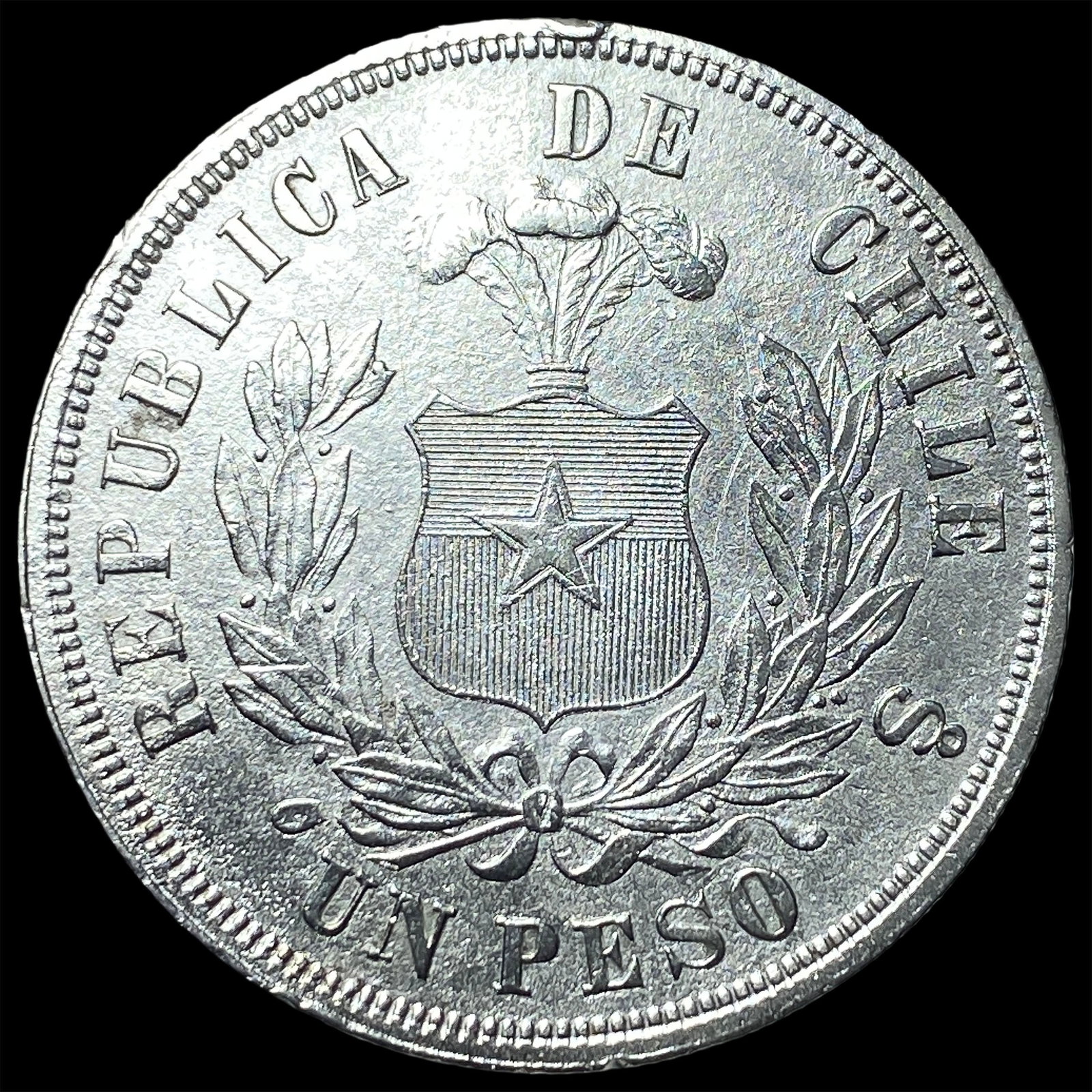 1870 Chile Silver 1 Peso HIGH GRADE: 1870 Chile Silver 1 Peso HIGH GRADE