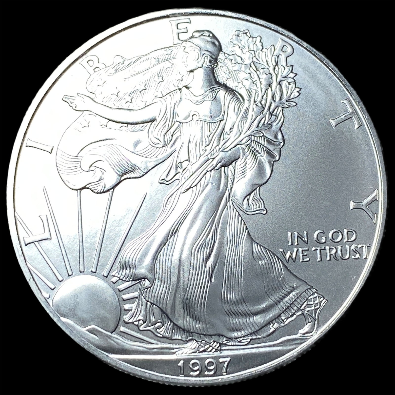 1997 1 oz Silver American Eagle $1 SUPERB GEM BU: 1997 1 oz Silver American Eagle $1 SUPERB GEM BU