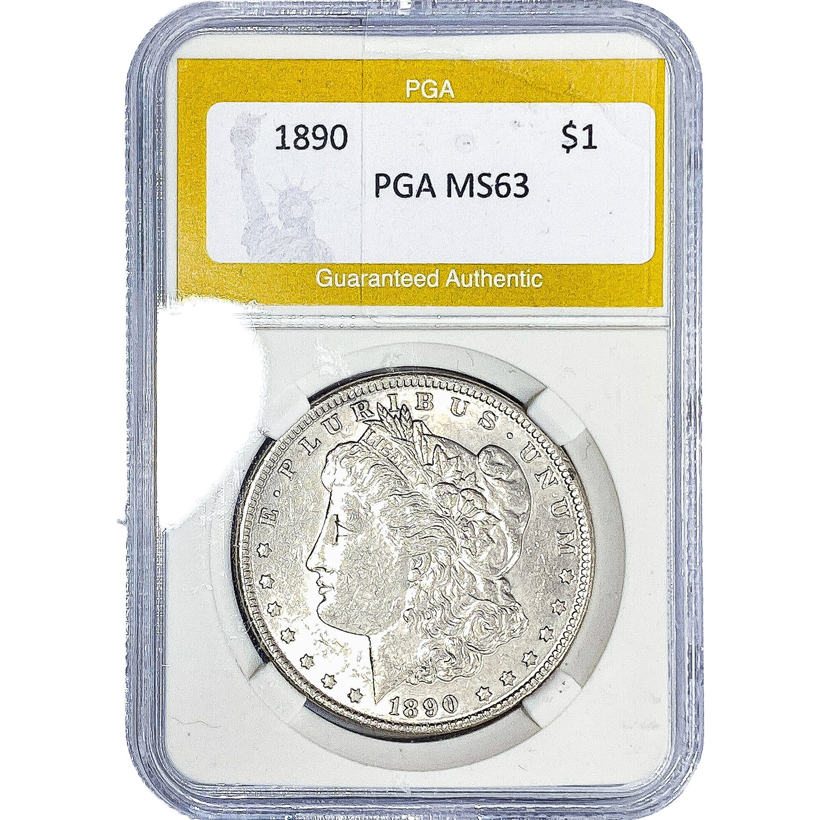 1890 Morgan Silver Dollar PGA MS63: 1890 Morgan Silver Dollar PGA MS63