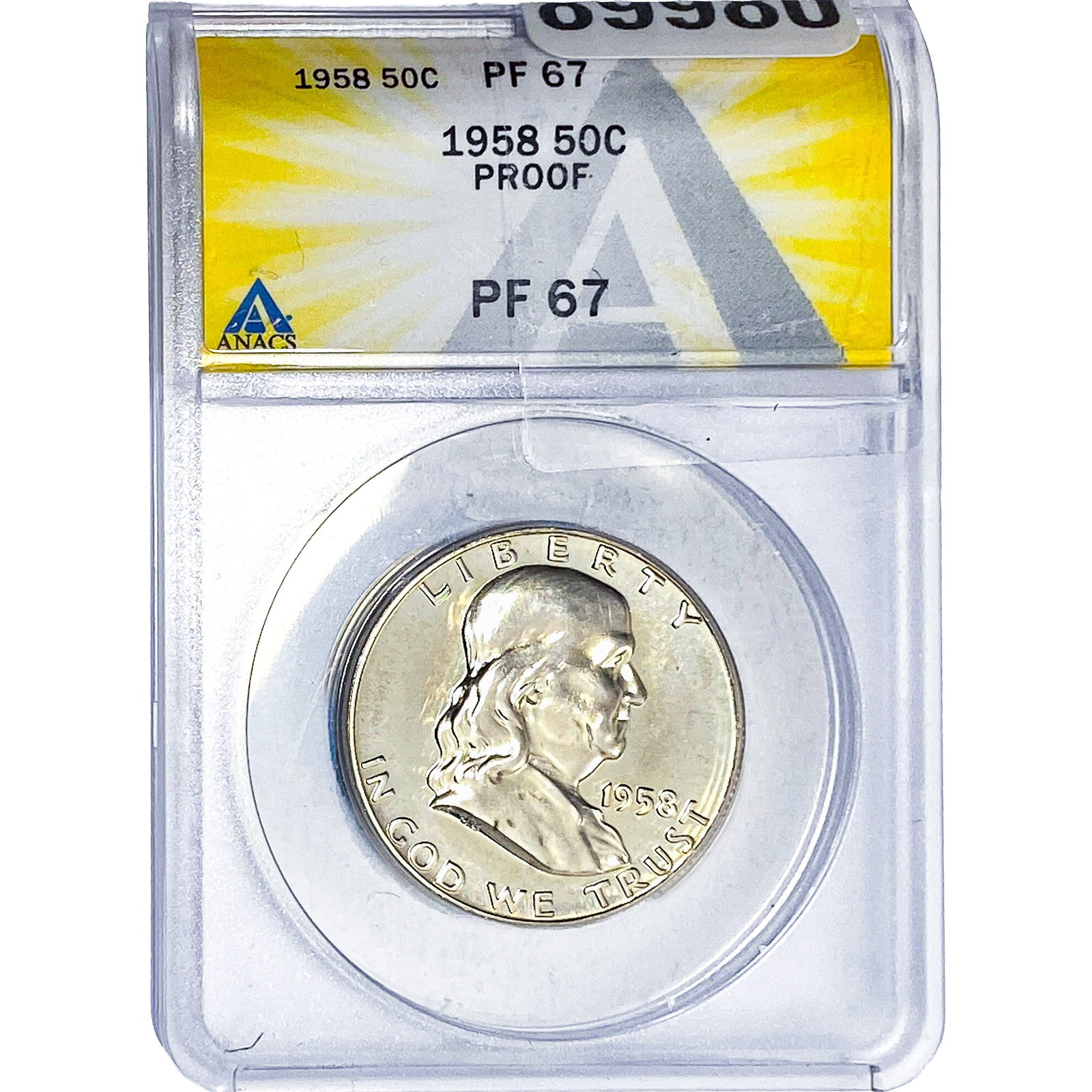 1958 Franklin Half Dollar ANACS PF67 PROOF: 1958 Franklin Half Dollar ANACS PF67 PROOF