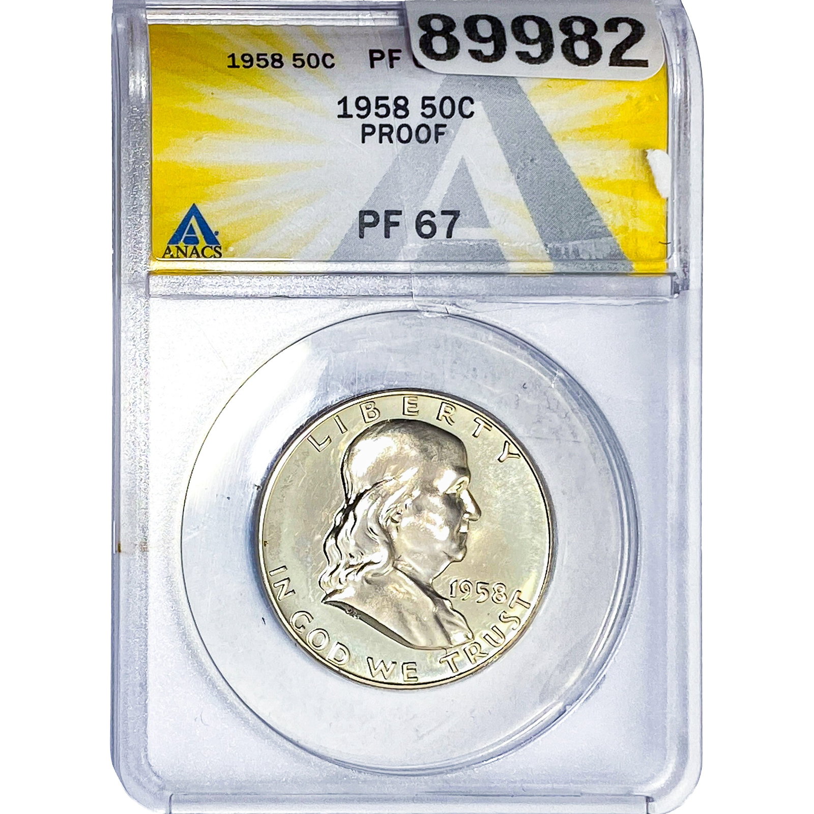 1958 Franklin Half Dollar ANACS PF67 PROOF: 1958 Franklin Half Dollar ANACS PF67 PROOF