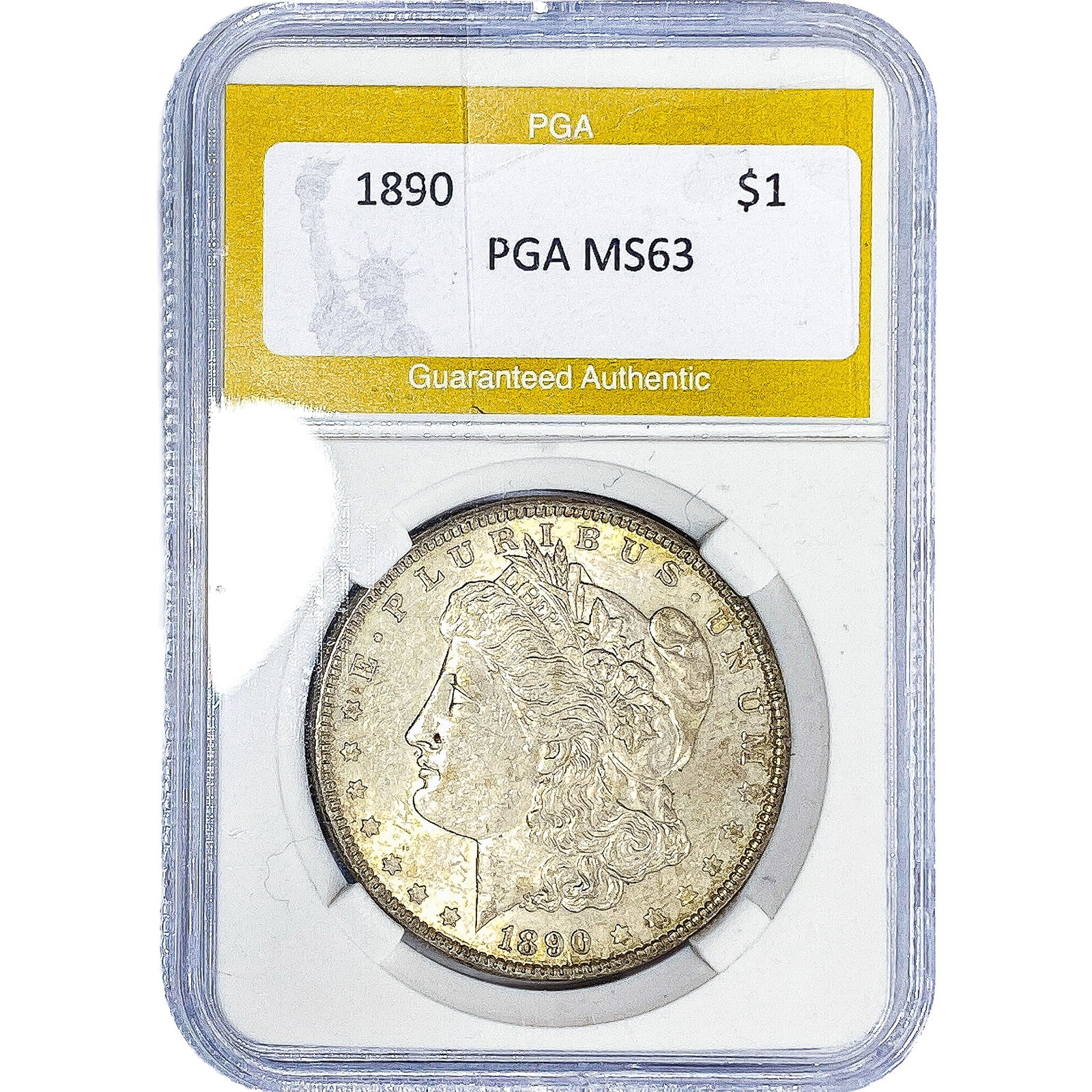 1890 Morgan Silver Dollar PGA MS63: 1890 Morgan Silver Dollar PGA MS63