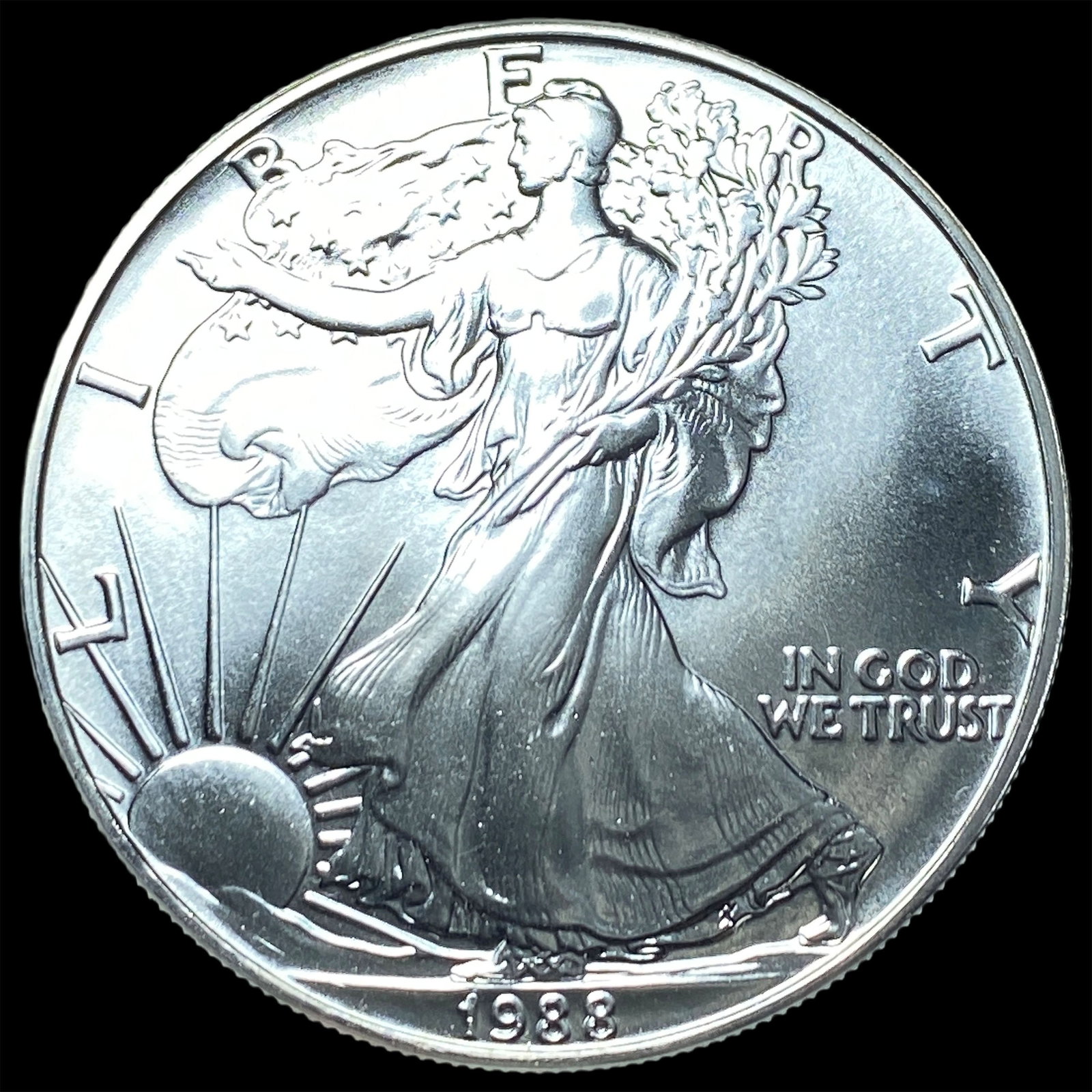 1988 1 oz Silver American Eagle $1 SUPERB GEM BU: 1988 1 oz Silver American Eagle $1 SUPERB GEM BU