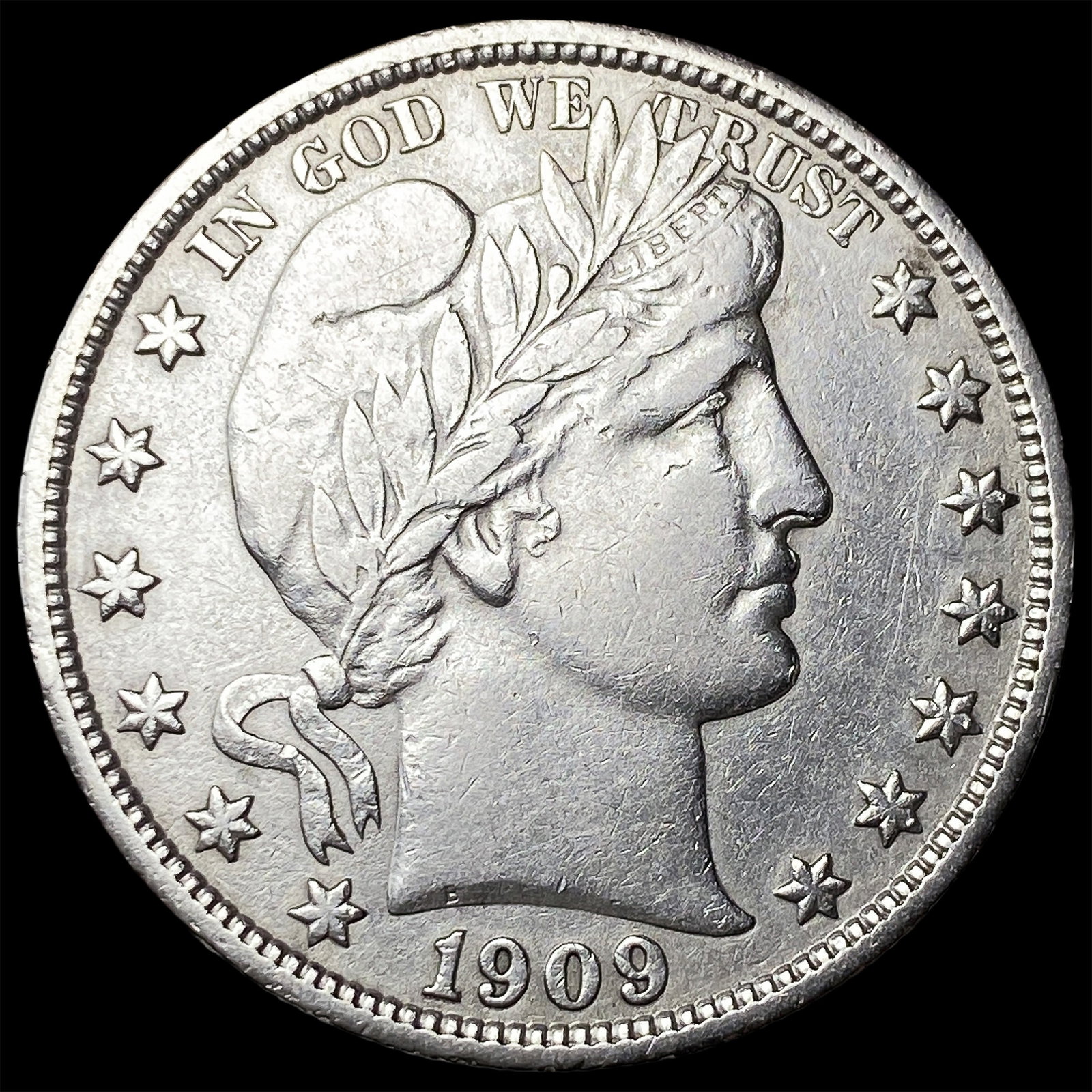 1909 Silver Barber Half Dollar CLOSELY UNCIRCULATED: 1909 Silver Barber Half Dollar CLOSELY UNCIRCULATED