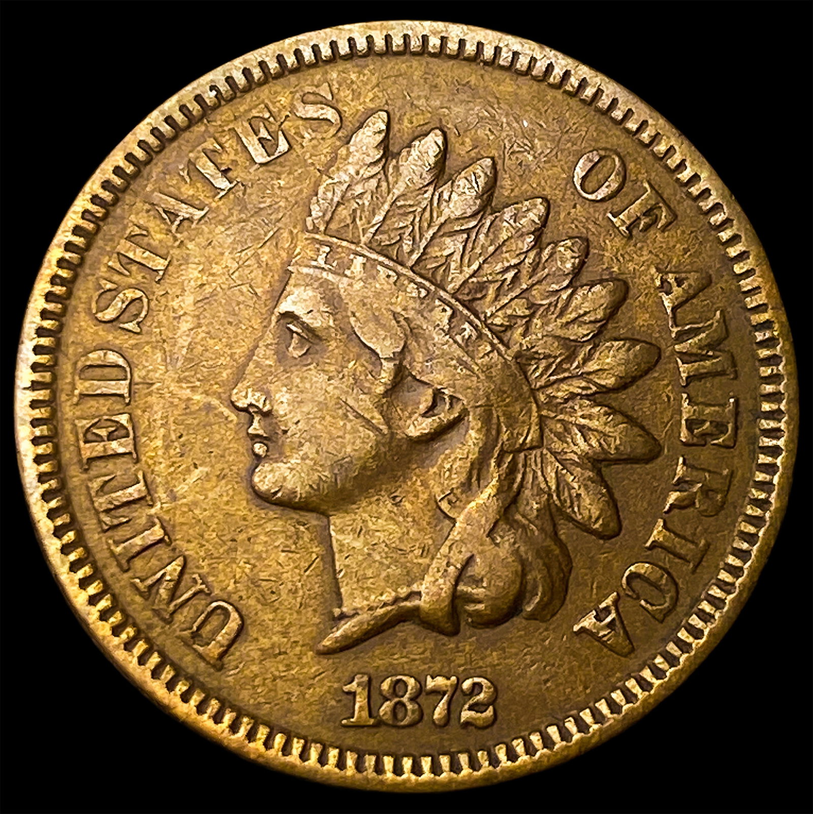 1872 Indian Head Cent ABOUT UNCIRCULATED: 1872 Indian Head Cent ABOUT UNCIRCULATED