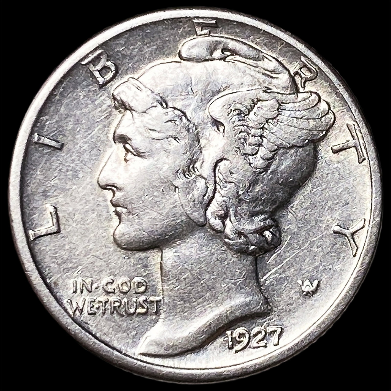 1927-D Silver Mercury Dime CLOSELY UNCIRCULATED: 1927-D Silver Mercury Dime CLOSELY UNCIRCULATED