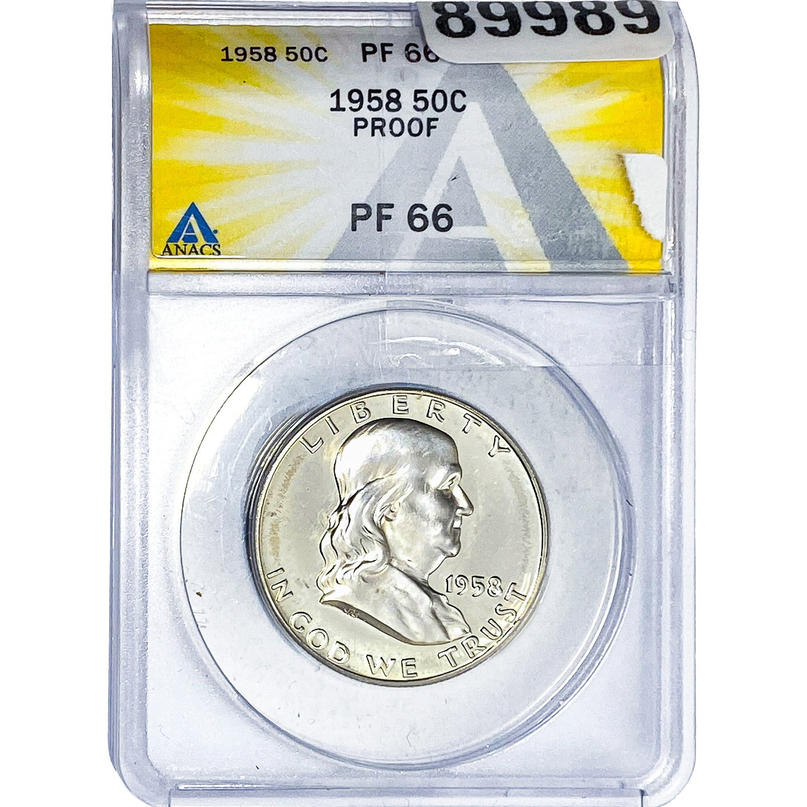 1958 Washington Silver Half Dollar ANACS PF66 PROOF: 1958 Washington Silver Half Dollar ANACS PF66 PROOF