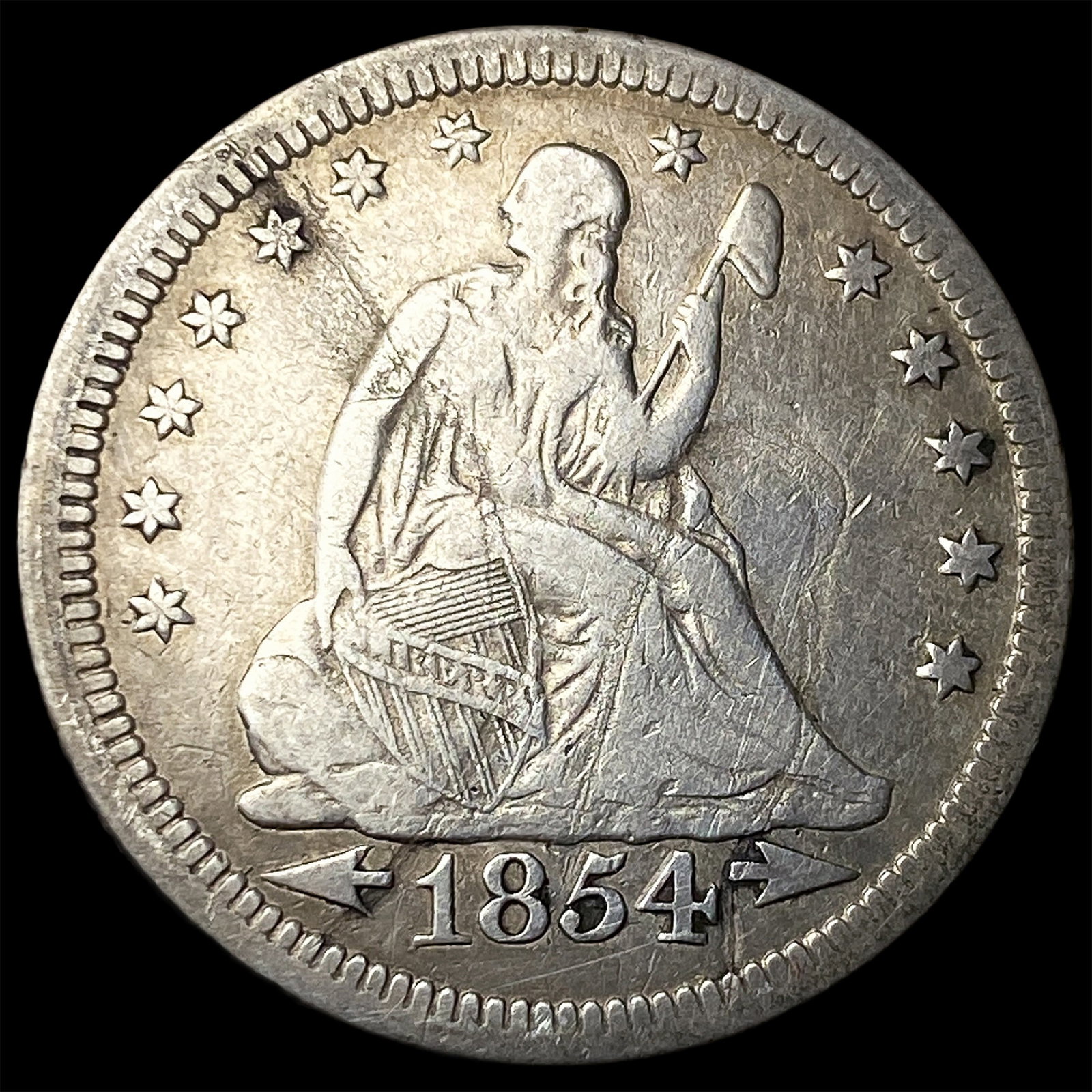 1854 Arrows Seated Liberty Quarter NEARLY UNCIRCULATED: 1854 Arrows Seated Liberty Quarter NEARLY UNCIRCULATED
