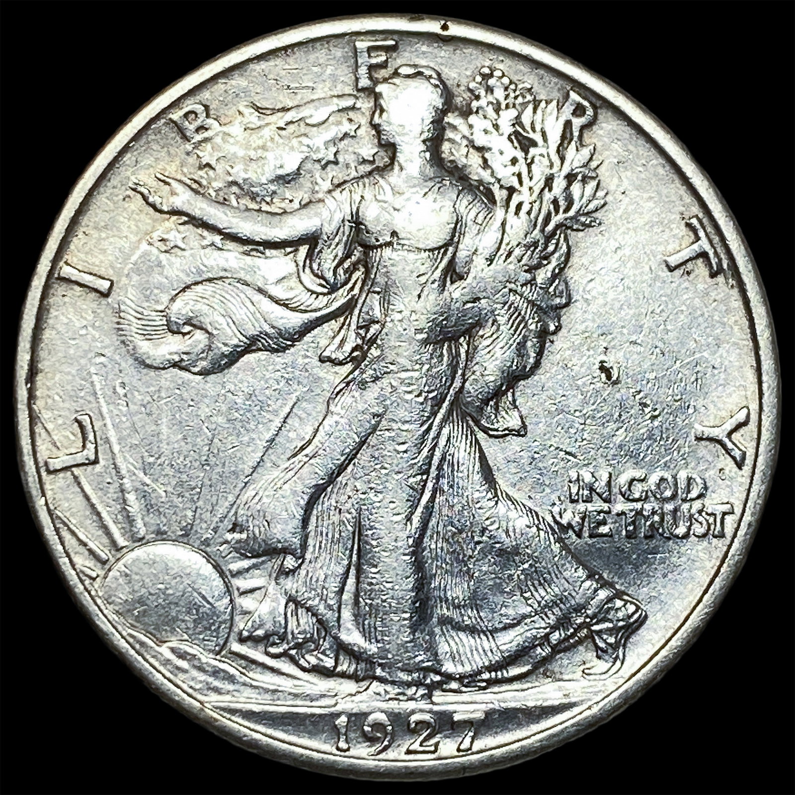 1927-S Silver Walking Liberty Half Dollar NEARLY UNCIRCULATED: 1927-S Silver Walking Liberty Half Dollar NEARLY UNCIRCULATED